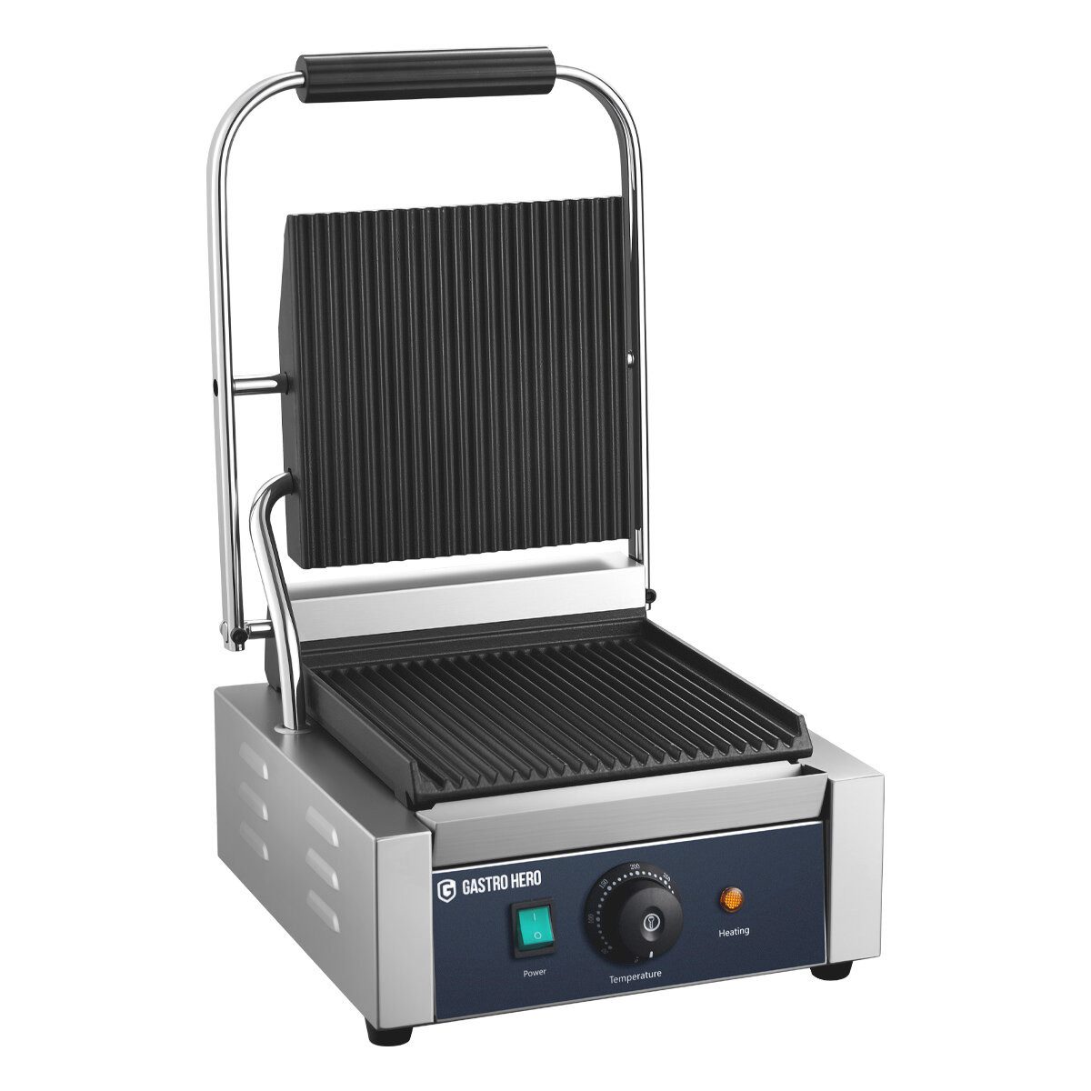 GastroHero Kontaktgrill Elektro Kontaktgrill gerillt 1,8 kW Edelstahl, 1800 W