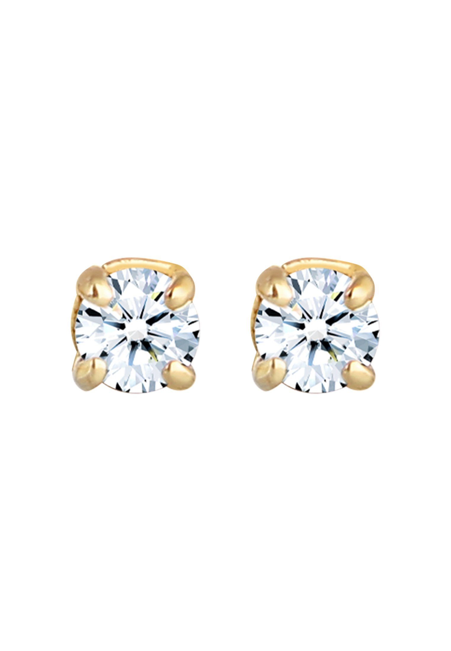 Strahlende (0.22 (14 Diamant Paar K) 585 585er DIAMONDS ct) Solitär Diamant Klassisch Gelbgold Elli Ohrringe, Ohrstecker Gelbgold,