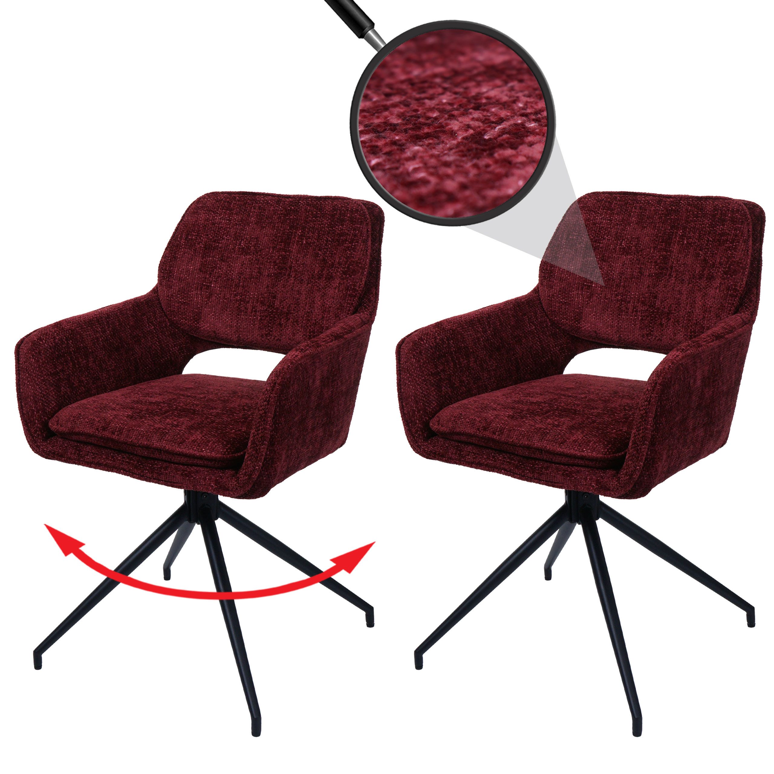 MCW Esszimmerstuhl MCW-N74 (2er-Set, 2 St), Hohe Stoffqualität 490g/m², Stativgestell