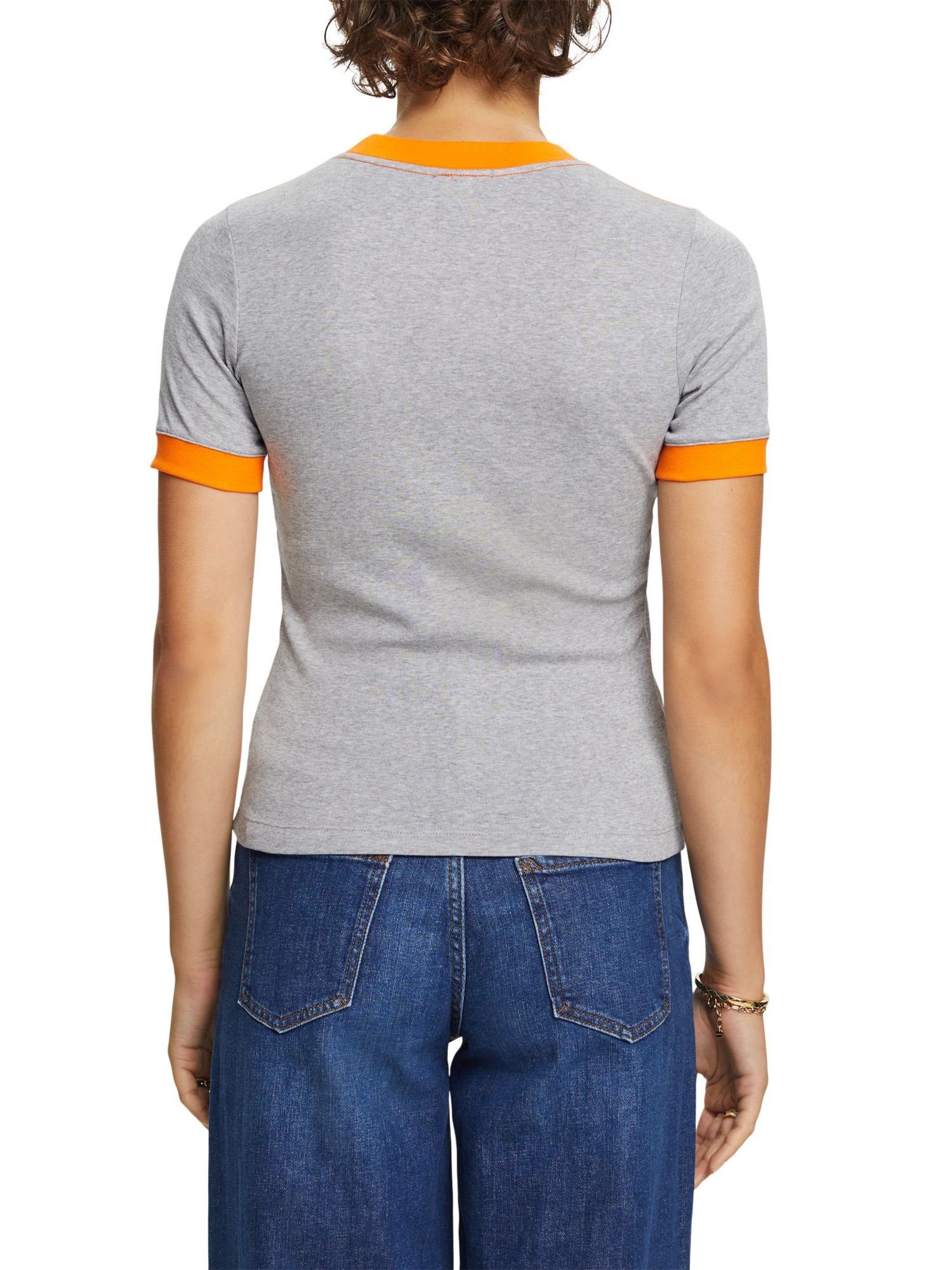 GREY aus Baumwolljersey T-Shirt LIGHT Esprit (1-tlg) Logo-T-Shirt