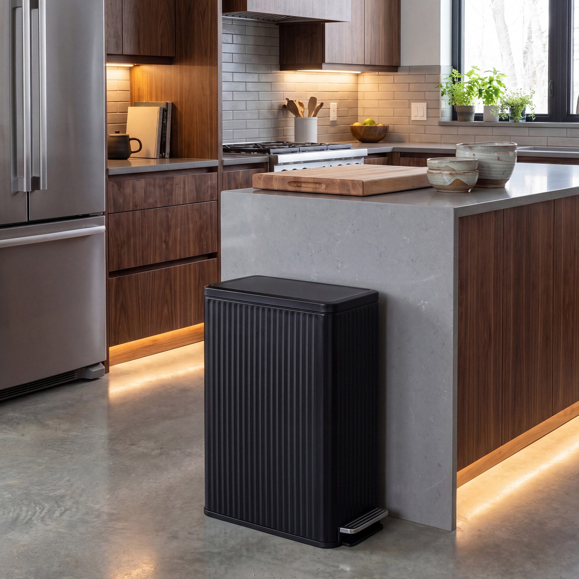 SONGMICS Mülleimer Küche, 50 L Abfalleimer mit Pedal, Tretmülleimer mit Deckel, Softclose, herausnehmbarer Inneneimer, aus Stahl, 15 Müllbeutel