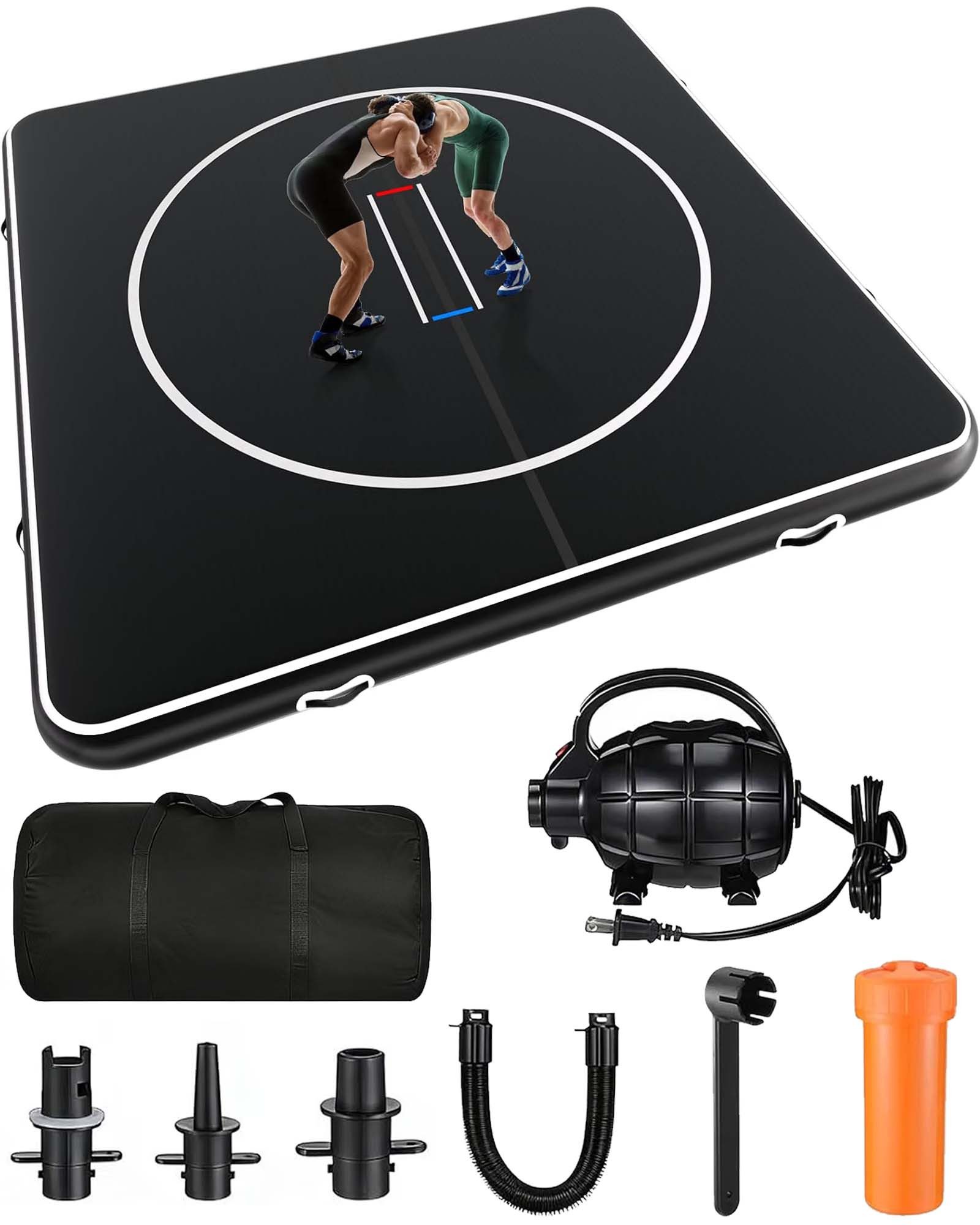 kehot Sportmatte Aufblasbare Wrestling Matte 300x300 cm mit 600W Elektropumpe (10 cm dicke aufblasbare Tumblingmatte, reißfestes 500D PVC, Tragbare Wrestling Matte für den Heimgebrauch, Homegym und Outdoor), Aufblasbare Trainingsmatte mit Tasche für Kampfsport und Gym