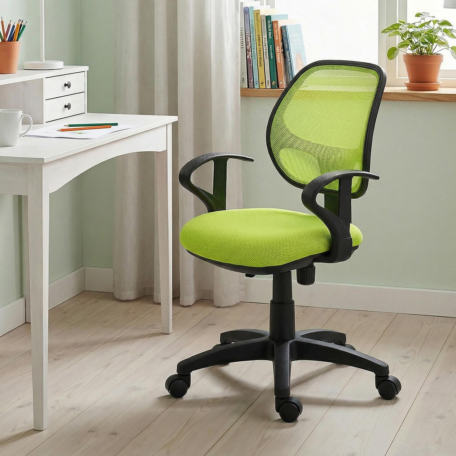 IDIMEX Schreibtischstuhl COOL, für Kinder ergonomisch und höhenverstellbar mit Armlehnen Grün
