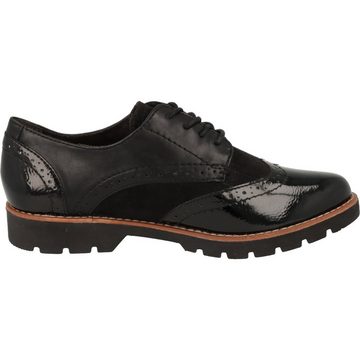 Jana Damen Schuhe Brogue Halbschuhe H-Weite 23760-29 Schwarz Schnürschuh