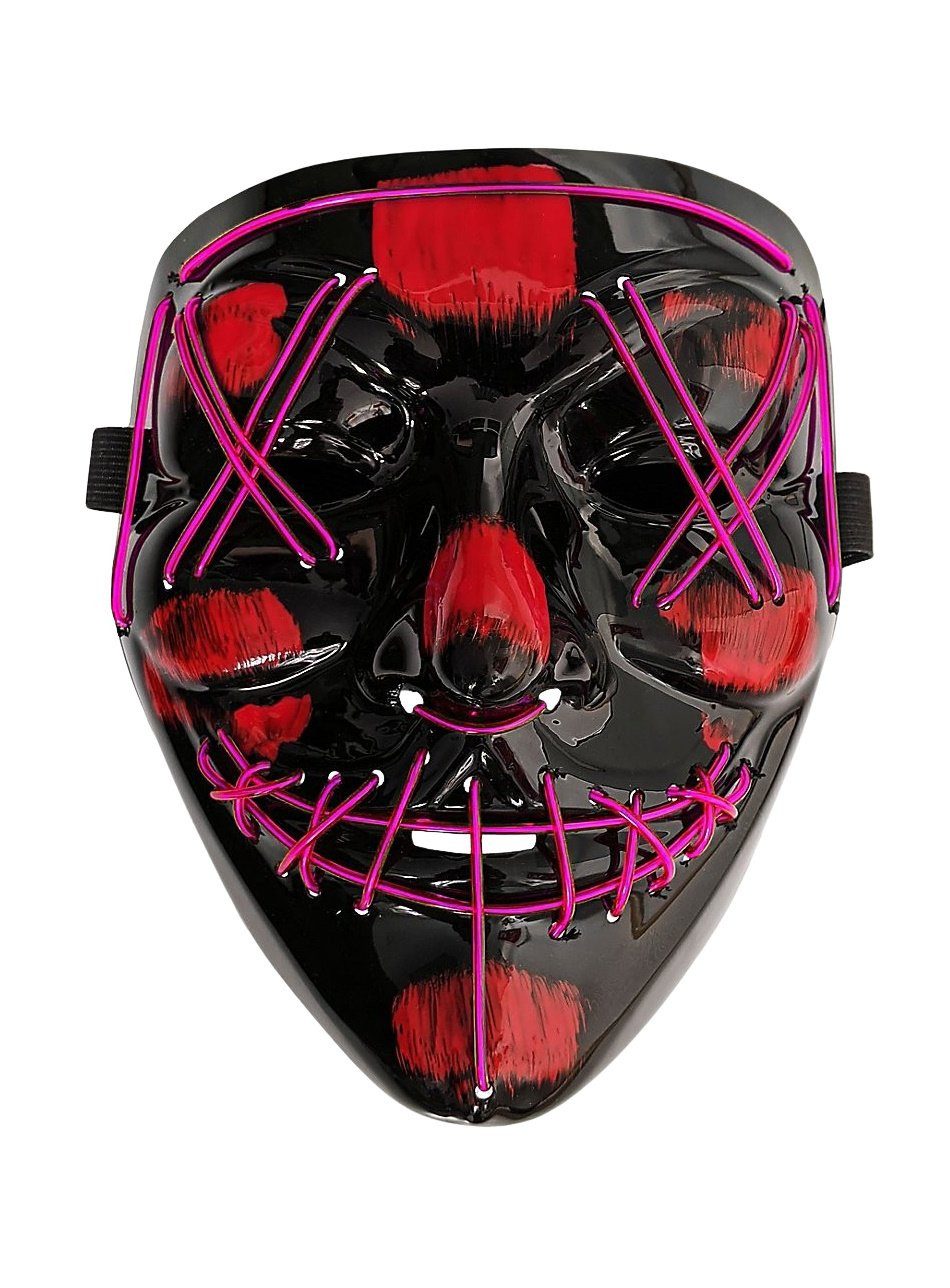 Maskworld Verkleidungsmaske LED Maske pink, Coole Leuchtmaske wie in The Purge