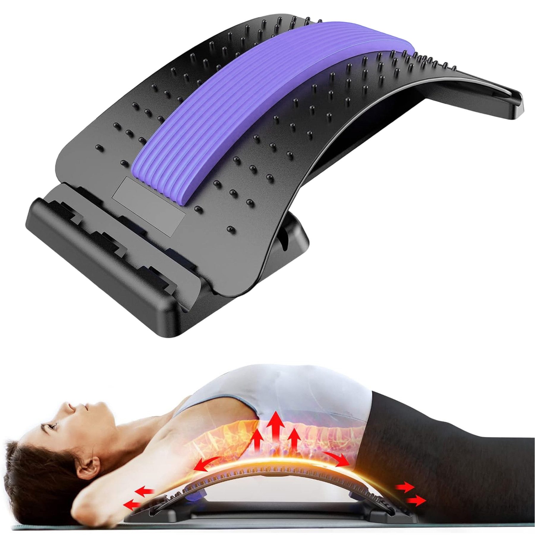 Mutig Rückentrainer Rückenstrecker, Einstellbares Rückenmassagegerät mit Massagepunkten, (Schmerzlinderung, Rückendehner für Lendenwirbelsäule,Bandscheibenvorfall), Skoliose,Ischias
