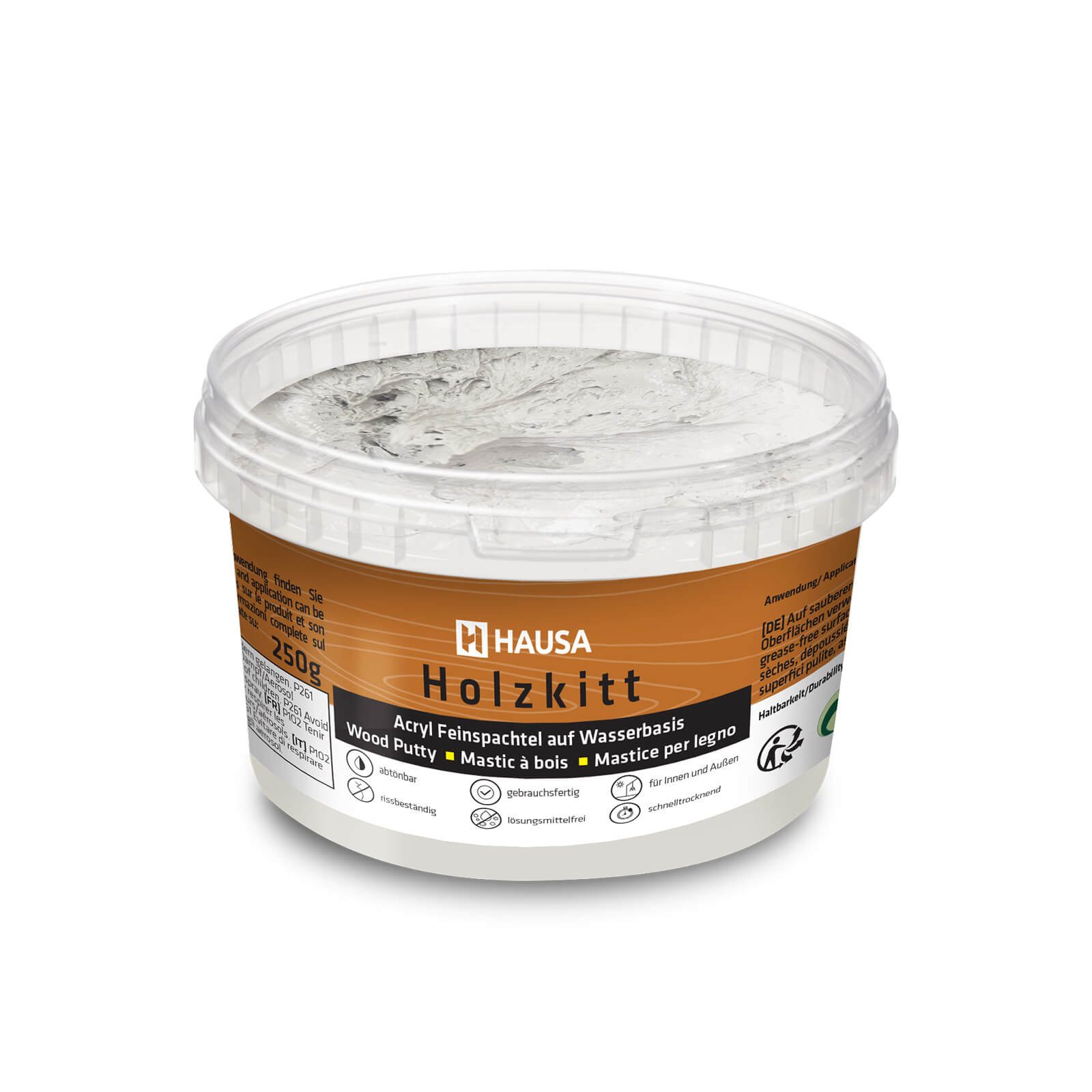 Hausa Holz-Reparaturset Holzkitt, 250g gebrauchsfertig ausgezeichnete Füllkraft rissbeständig, 1-St., Gramm Grau Holzspachtelmasse Kitt für Holz, Holzspachtel/Füllmasse zum Reparieren