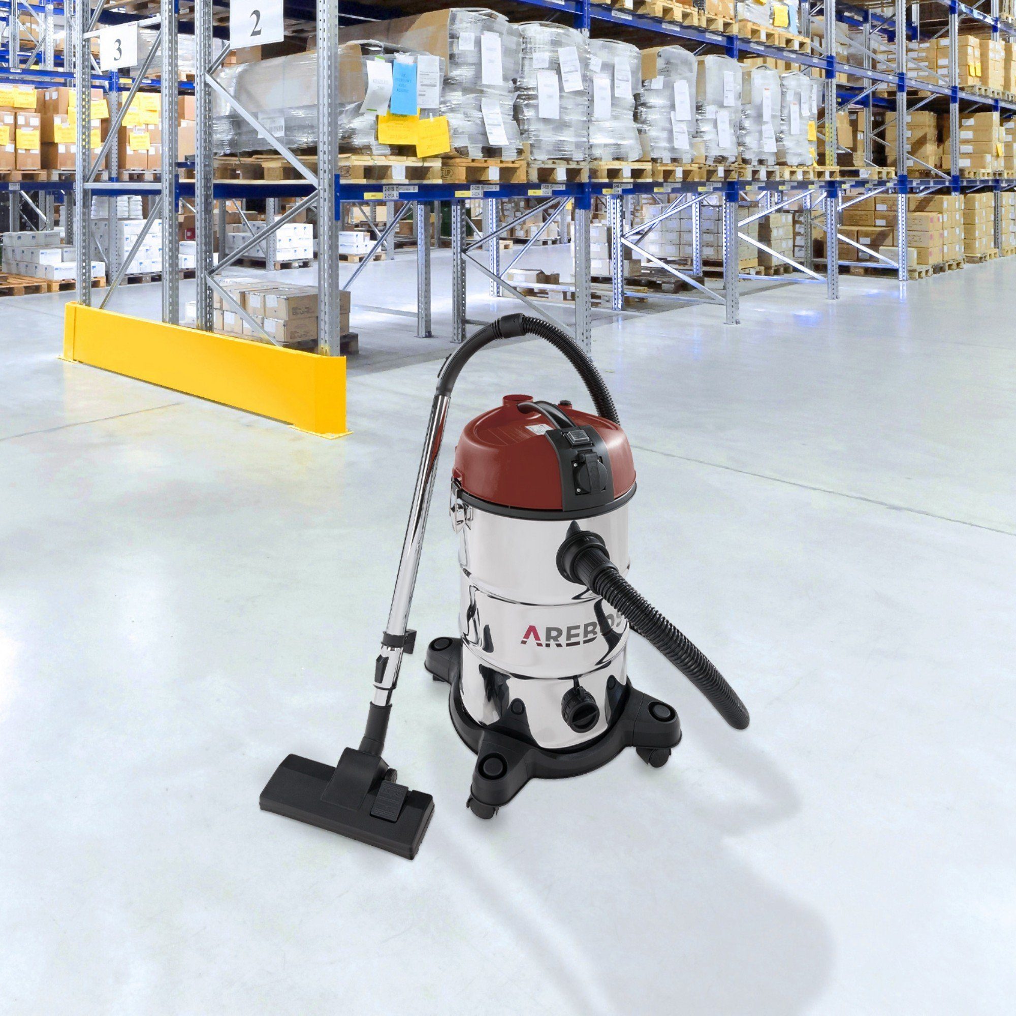 Arebos Industriesauger 5in1, Nass-& Trockensauger, 1300W, 30 L, 1300 W, 360° Rollen für optimale Rangierbarkeit