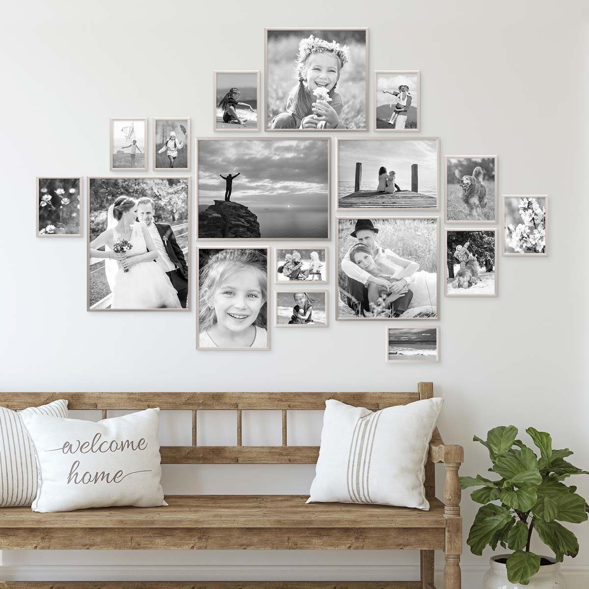 PHOTOLINI Рамки 17er Set Aluminium Modern Schmal 10x15 bis 30x40 cm