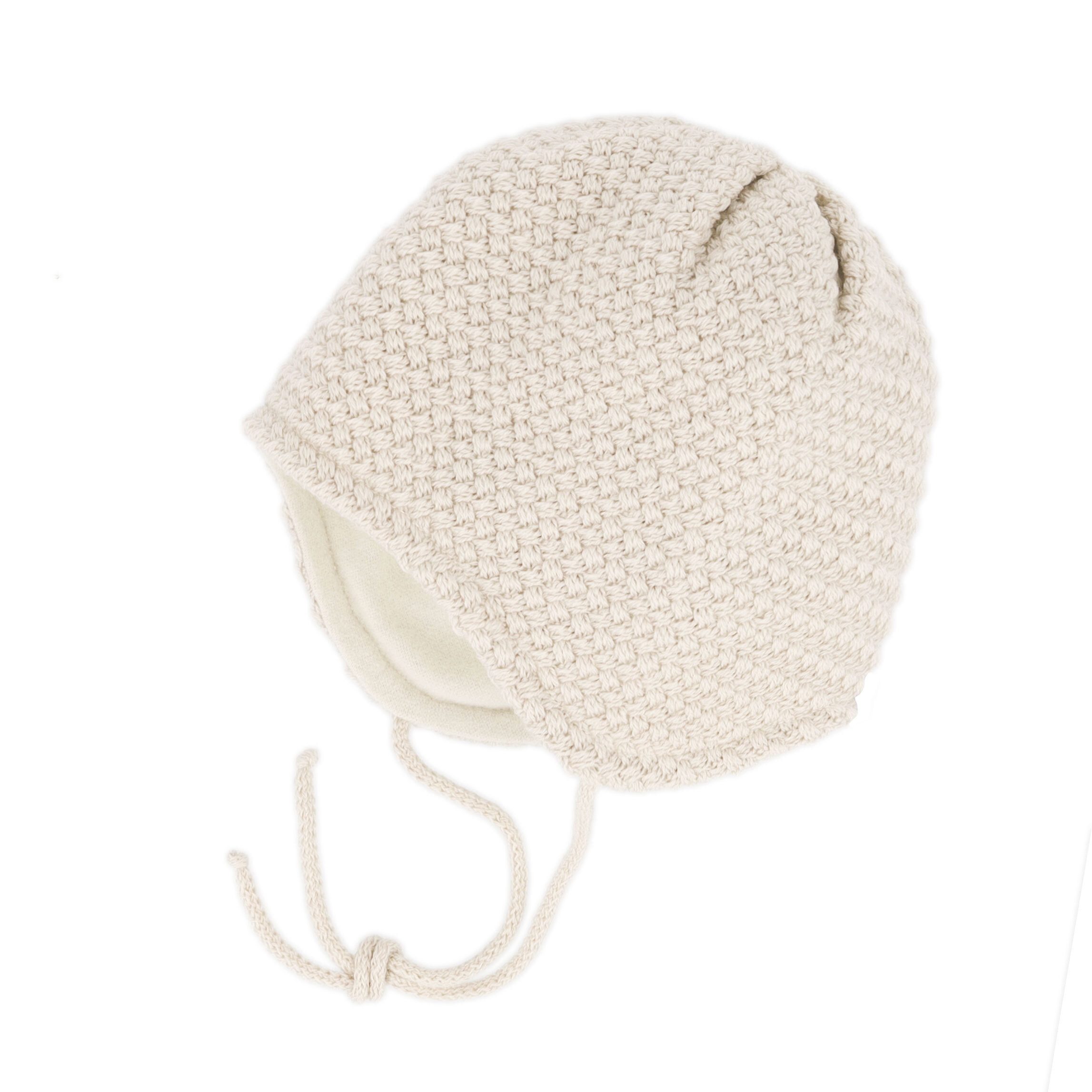 MAXIMO Strickmütze BABY-Mütze Zopfstruktur, Band, ausgenäht, Futter (1-St)