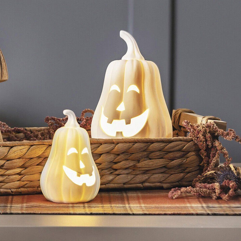 Home-trends24.de LED Dekofigur LED-Kürbis LED Dekofigur Pumpkin 2er Set Wei günstig online kaufen