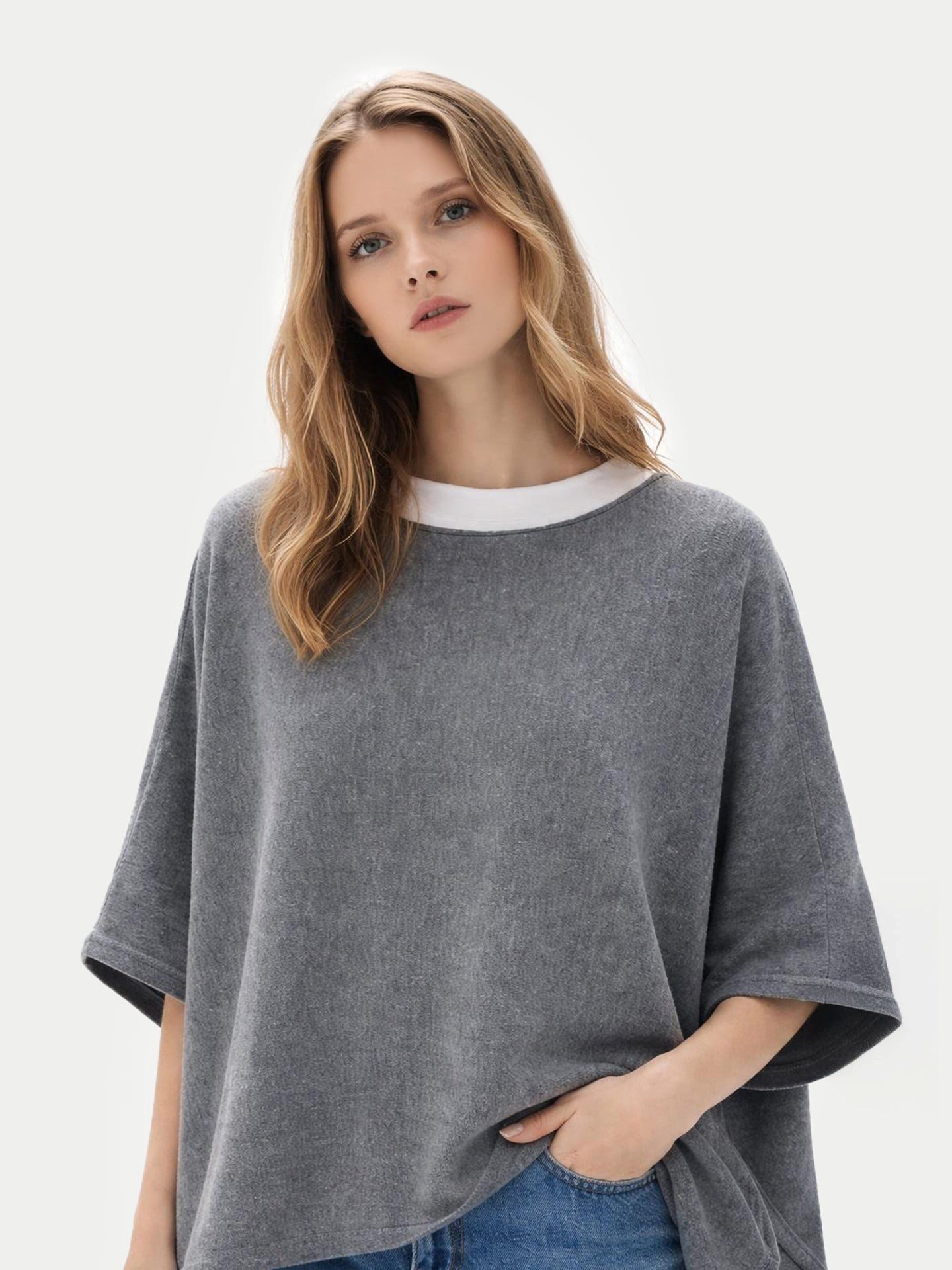 GOBI Cashmere Poncho Kaschmir-Poncho mit U-Boot-Ausschnitt