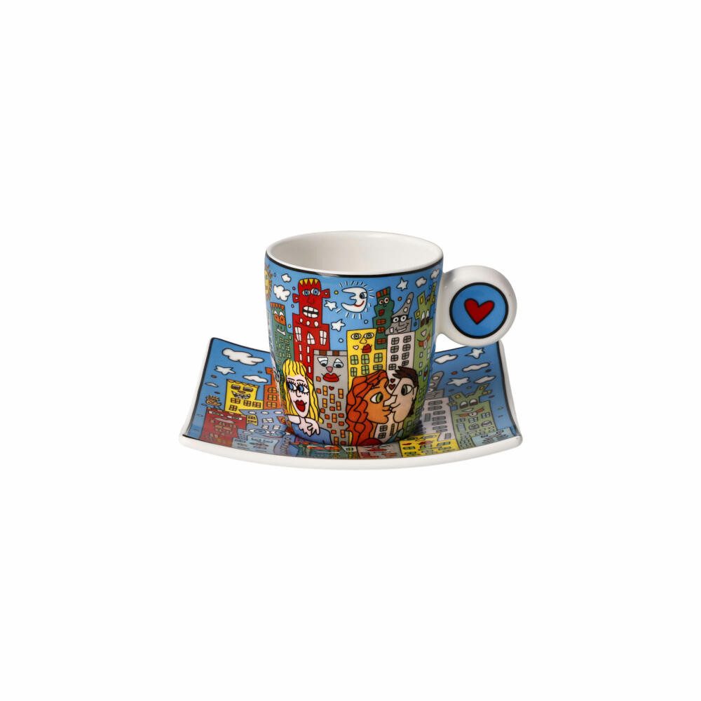 Goebel Espressotasse James Rizzi - Summer in the City, Fine Bone China, mit Untertasse