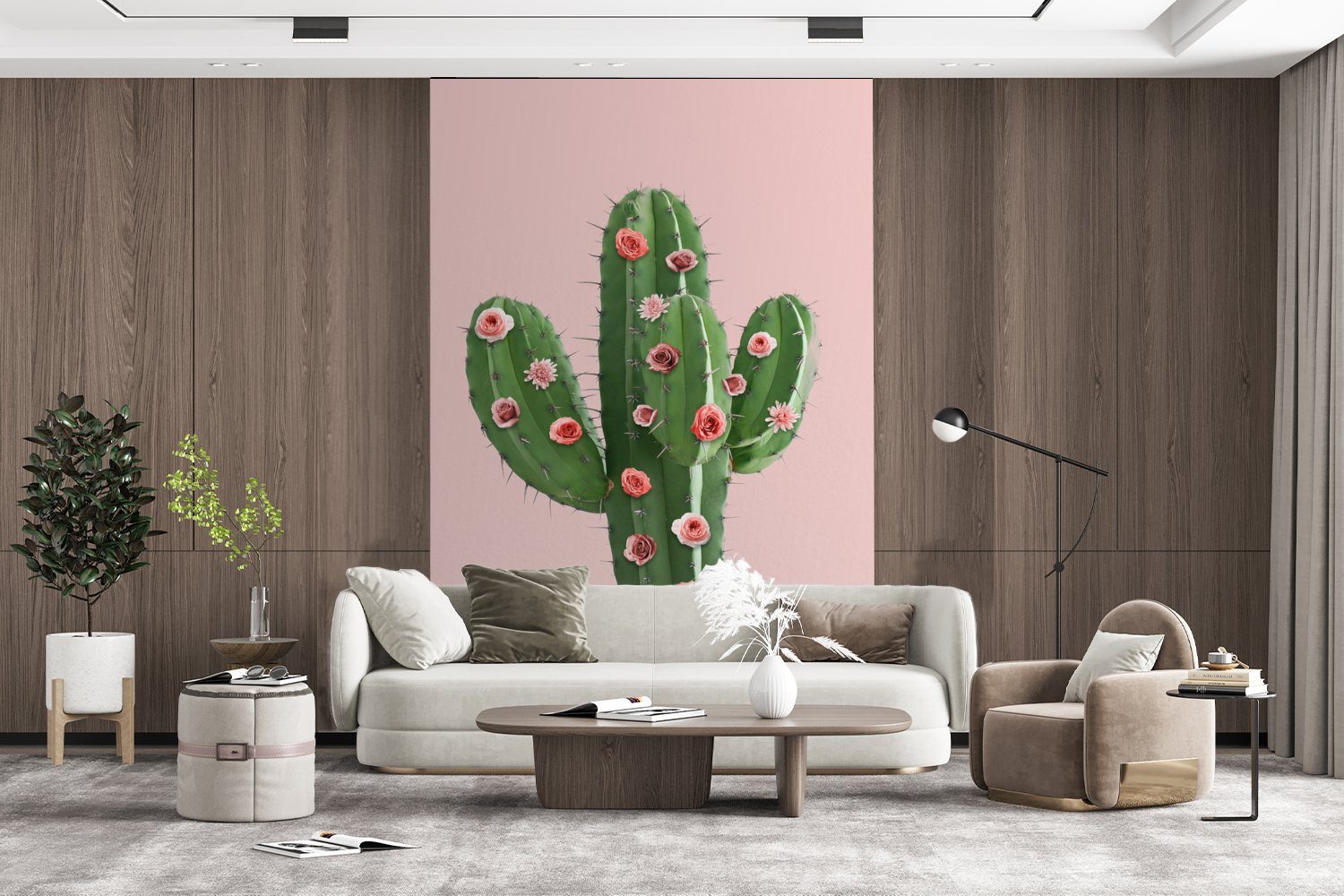 Kaktus Blumen, für Tapete Wohnzimmer, Vinyl Stilleben Fototapete St), MuchoWow - - (3 Matt, Montagefertig Wandtapete bedruckt,