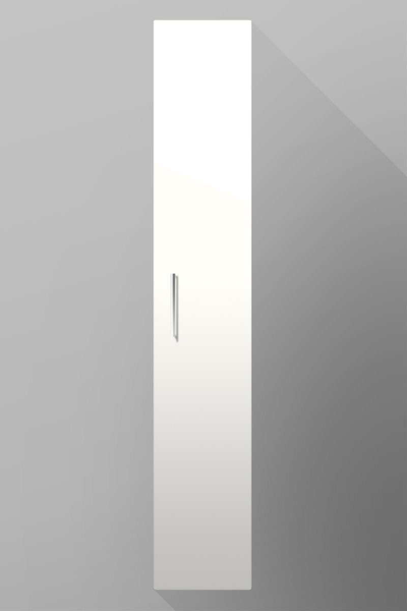 badselekt Hochschrank Badezimmerschrank mit cm Tür 30 Einlegeböden mit hoch breit 5 (Matt) cm und Weiß 180 Chrom-Stangengriff wandhängend 1