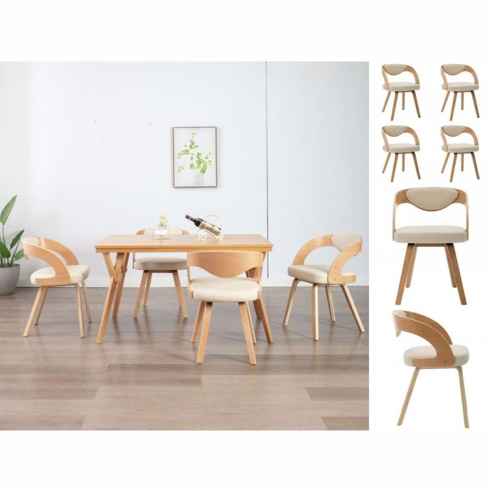 vidaXL Stuhl Esszimmerstühle 4 Stk Creme Bugholz und Kunstleder | Stühle