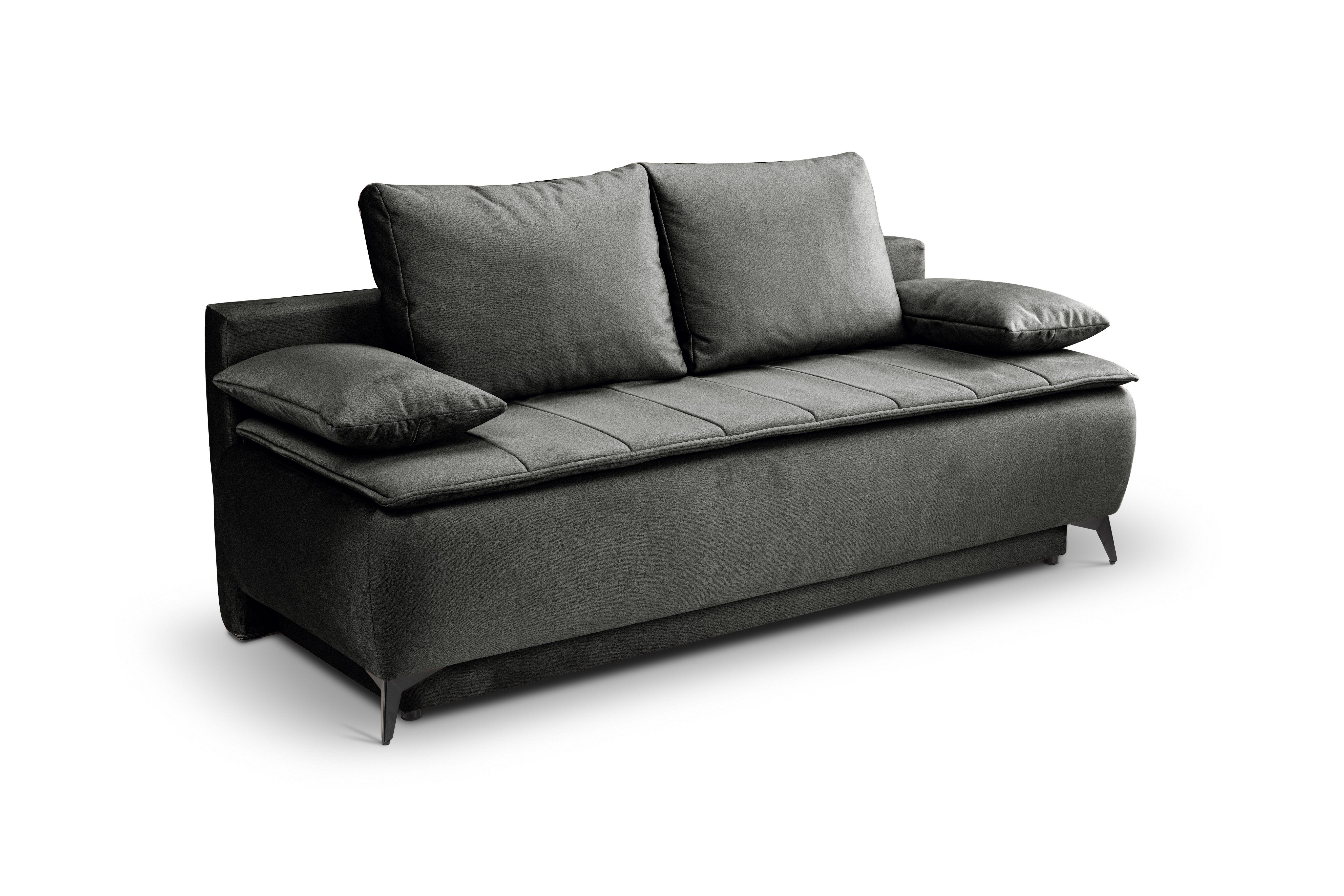 furnling Schlafsofa Senda, inkl. 2 Rücken- und Zierkissen, funktionale Schlafcouch mit 2 Schlafplätzen aus Velourstoff