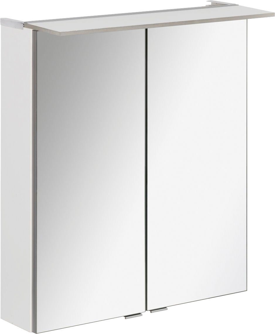 FACKELMANN Spiegelschrank PE 60 Türen weiß verspiegelt, Badmöbel cm, 60 innen Breite 2 Türen, - 3D-Effekt