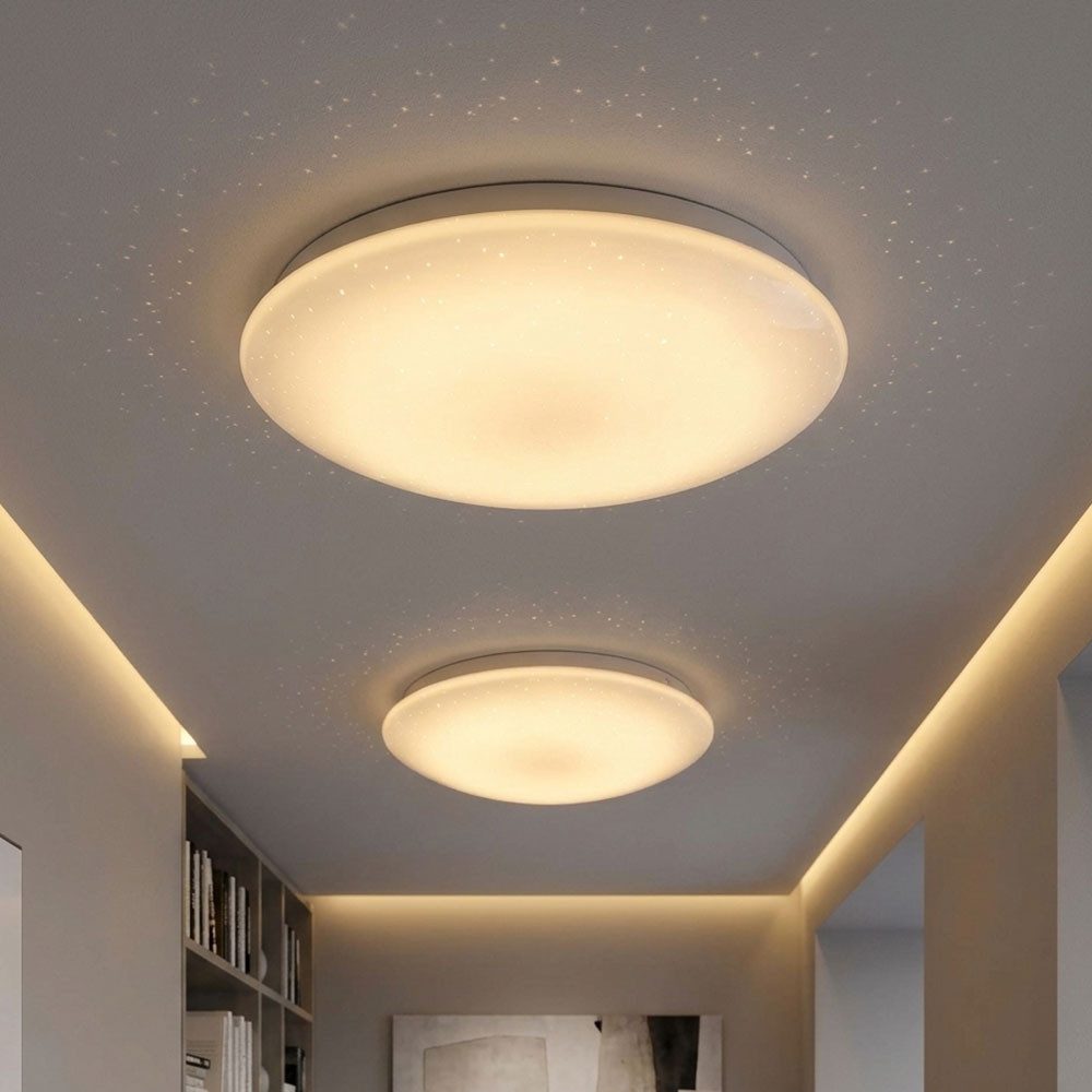 etc-shop LED Deckenleuchte, LED-Leuchtmittel fest verbaut, Warmweiß, 2er Set LED Decken Lampen Wohn Schlaf Zimmer Beleuchtung