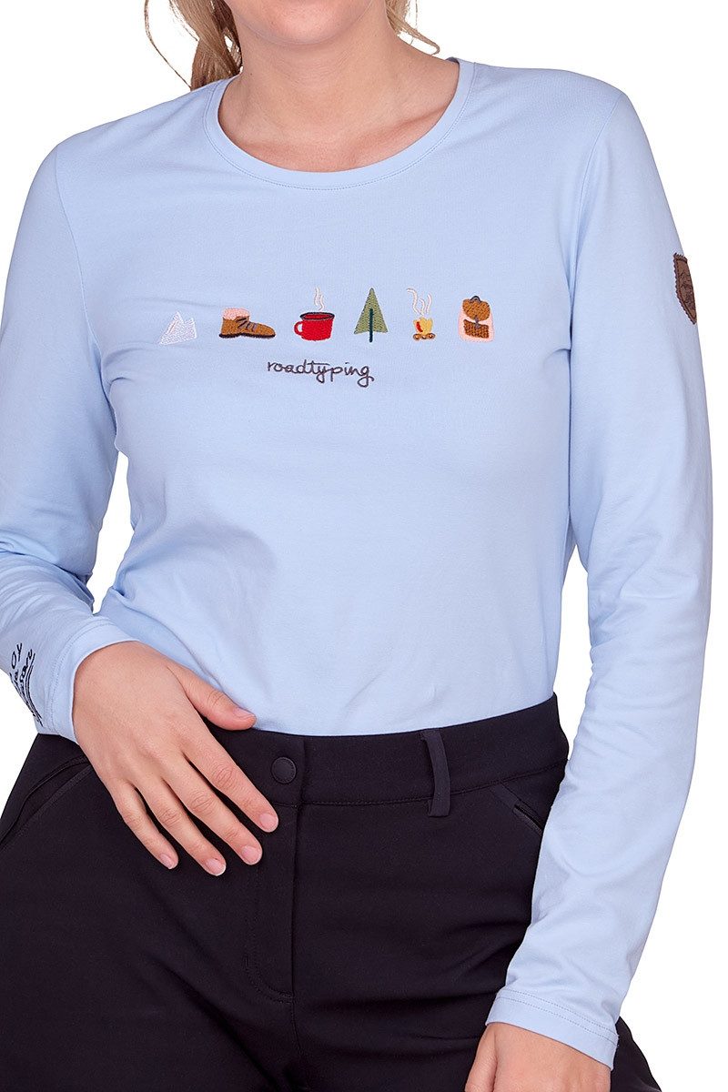 Almgwand Trachtenshirt Longsleeve Damen - LAZINSERALM - hellblau