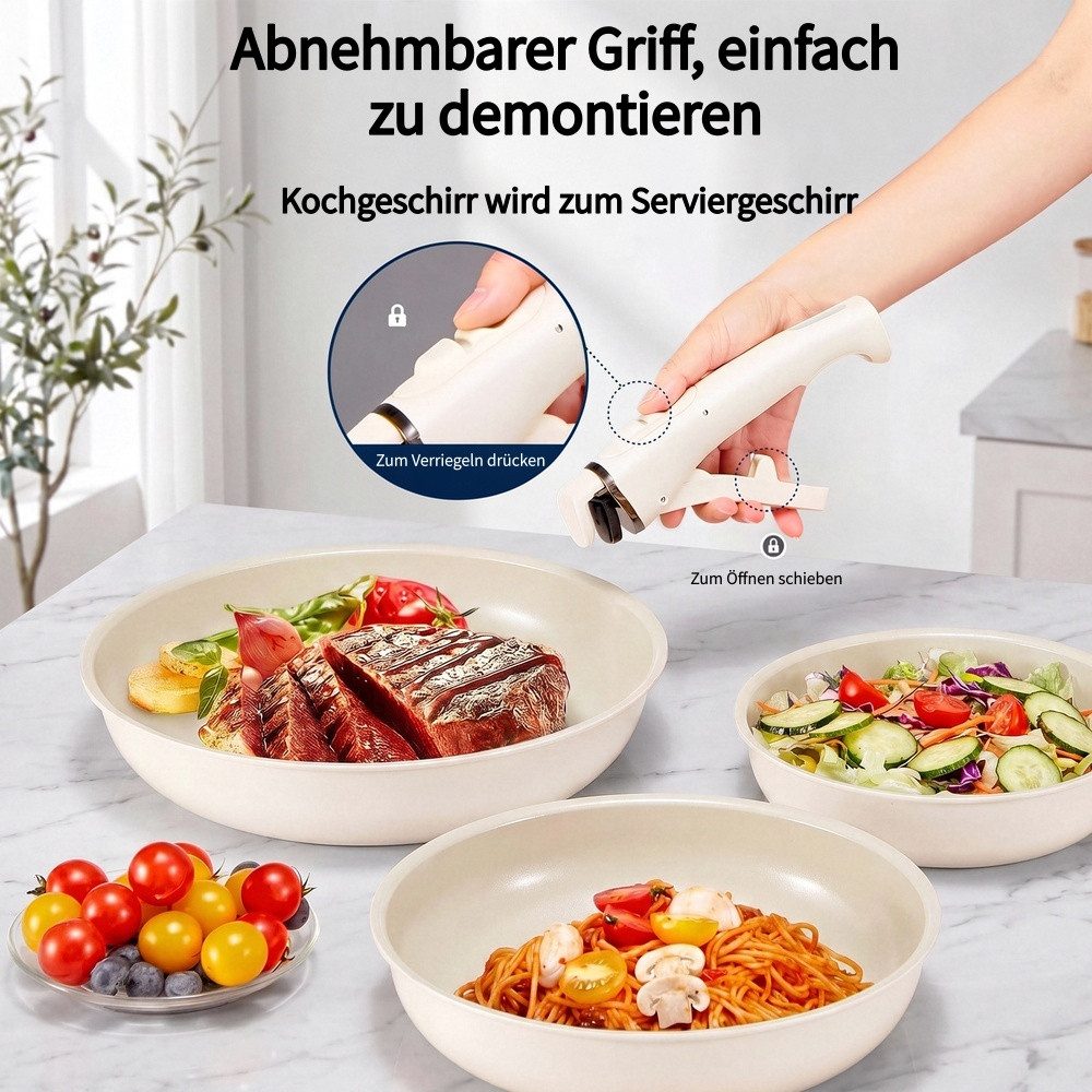 FOHERE Pfannen-Set 4-teiliges Antihaft-Pfannenset mit abnehmbarem Griff, (Set, 4-tlg) – Bild 5 von 5