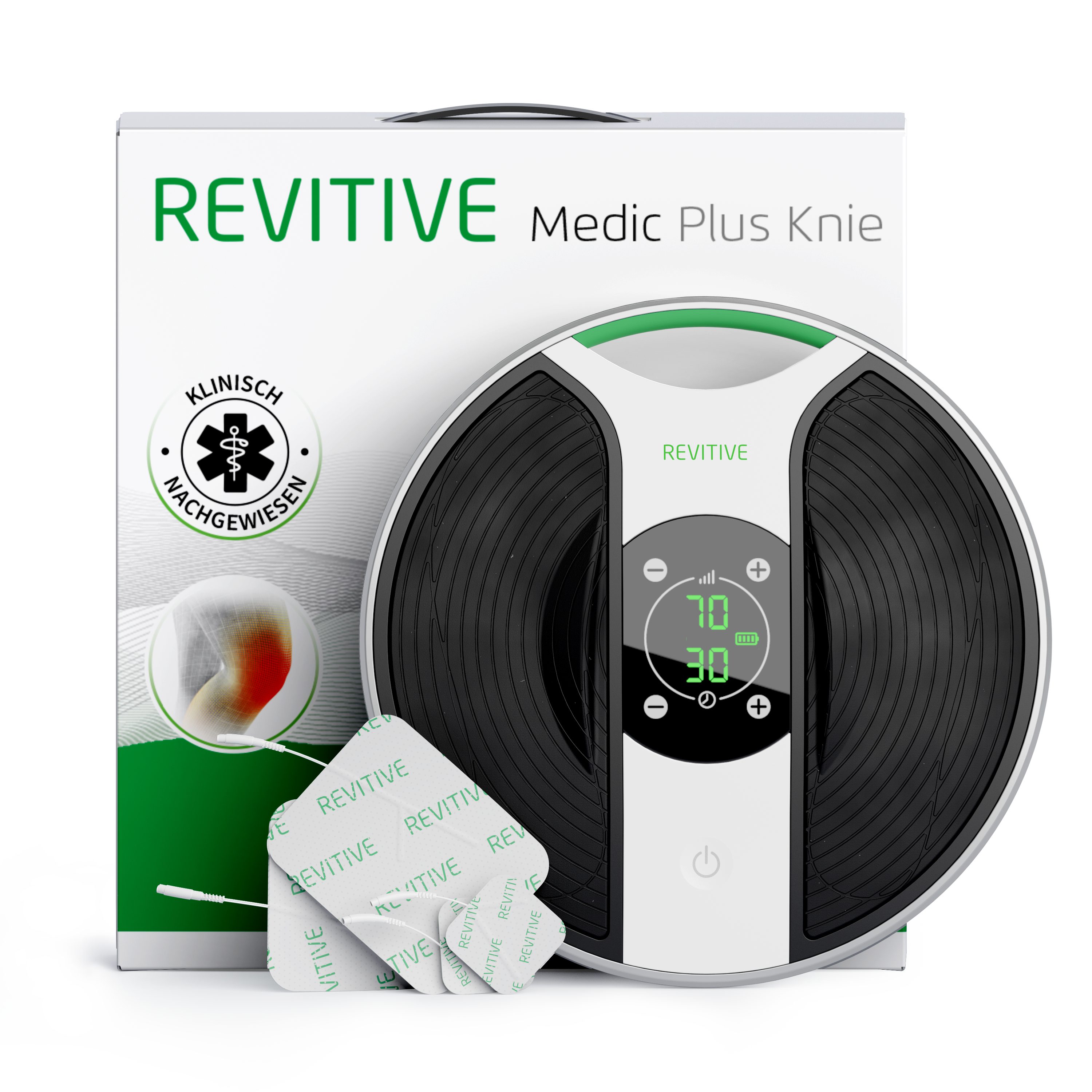 REVITIVE EMS-Fußmassage-Gerät Medic Plus Knie Durchblutungs-Stimulator, Lindert Beschwerden, schlechte Durchblutung, Schwellungen, Krämpfe