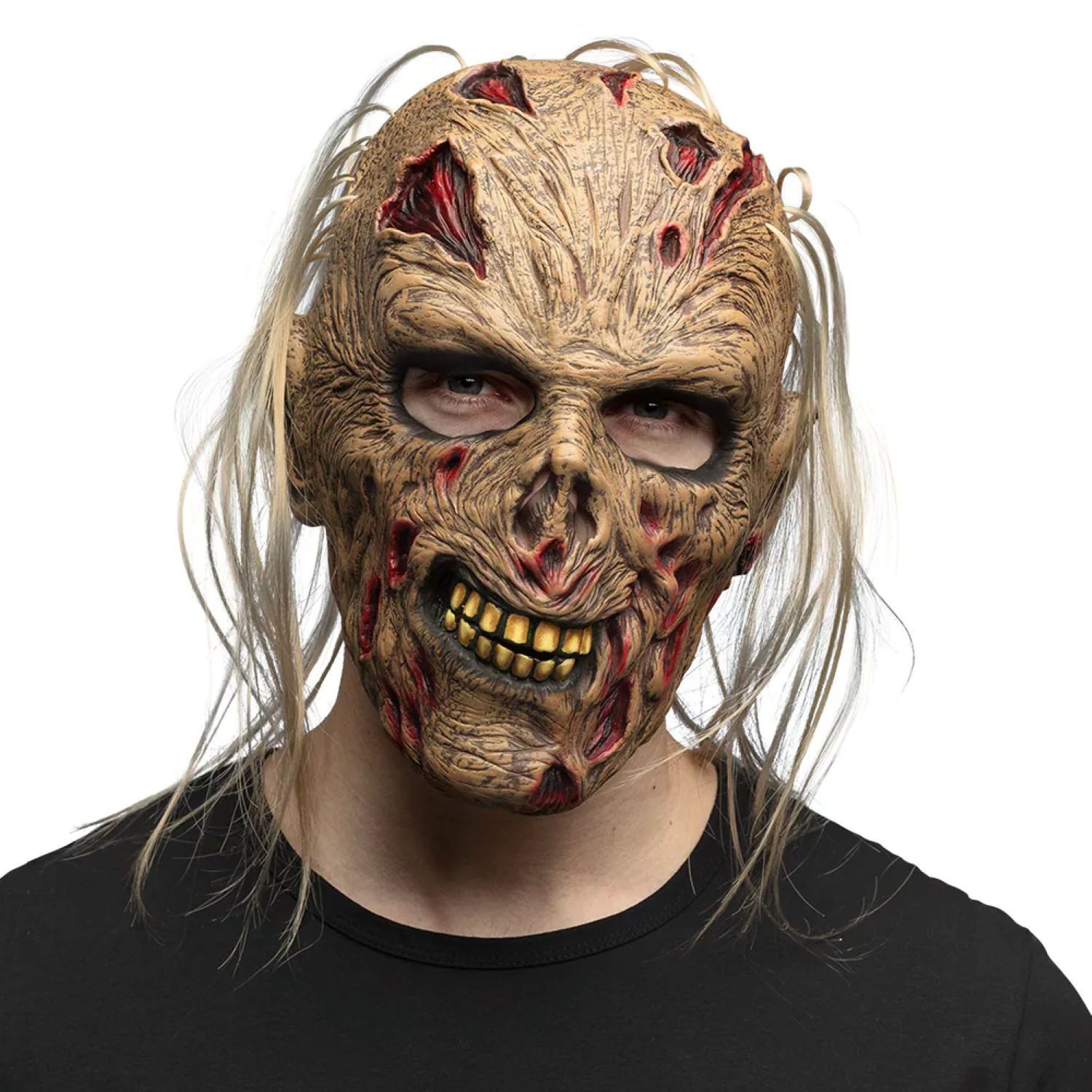Boland Verkleidungsmaske Halloween Latex Maske 'Zombie Grumble' mit Haaren