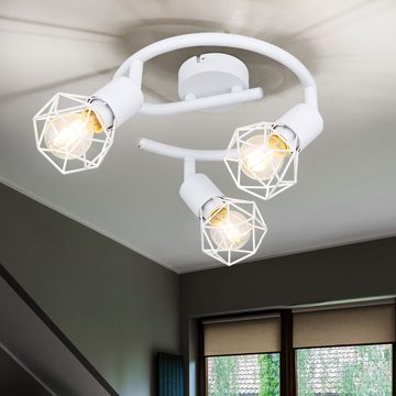 etc-shop LED Deckenleuchte, Leuchtmittel inklusive, Warmweiß, Design Decken Leuchte Ess Zimmer Strahler Rondell Lampe Spot Käfig-