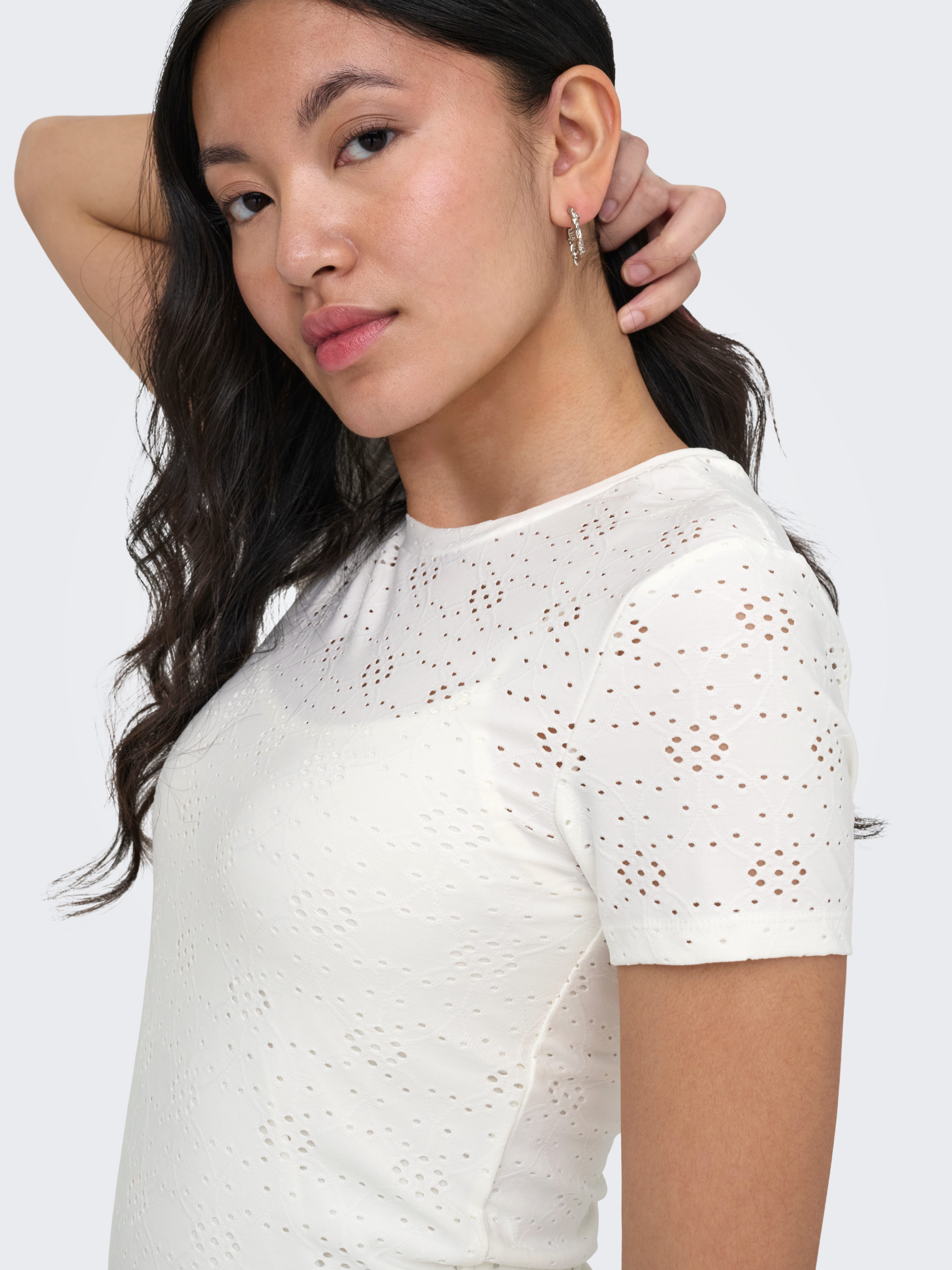 ONLY T-Shirt ONLSMILLA NEW S/S TOP JRS Materialmix, slim fit, Rundhals – Bild 4 von 5