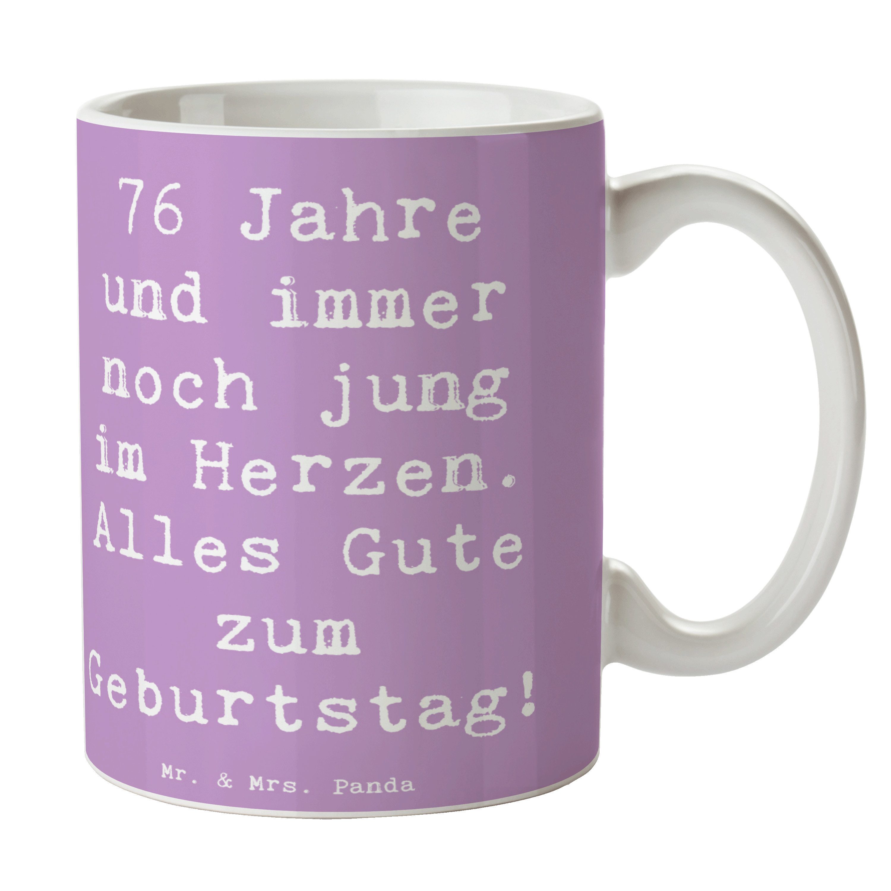 Mr. & Mrs. Panda Tasse Spruch 76. Geburtstag Herzjung Lavendeltraum