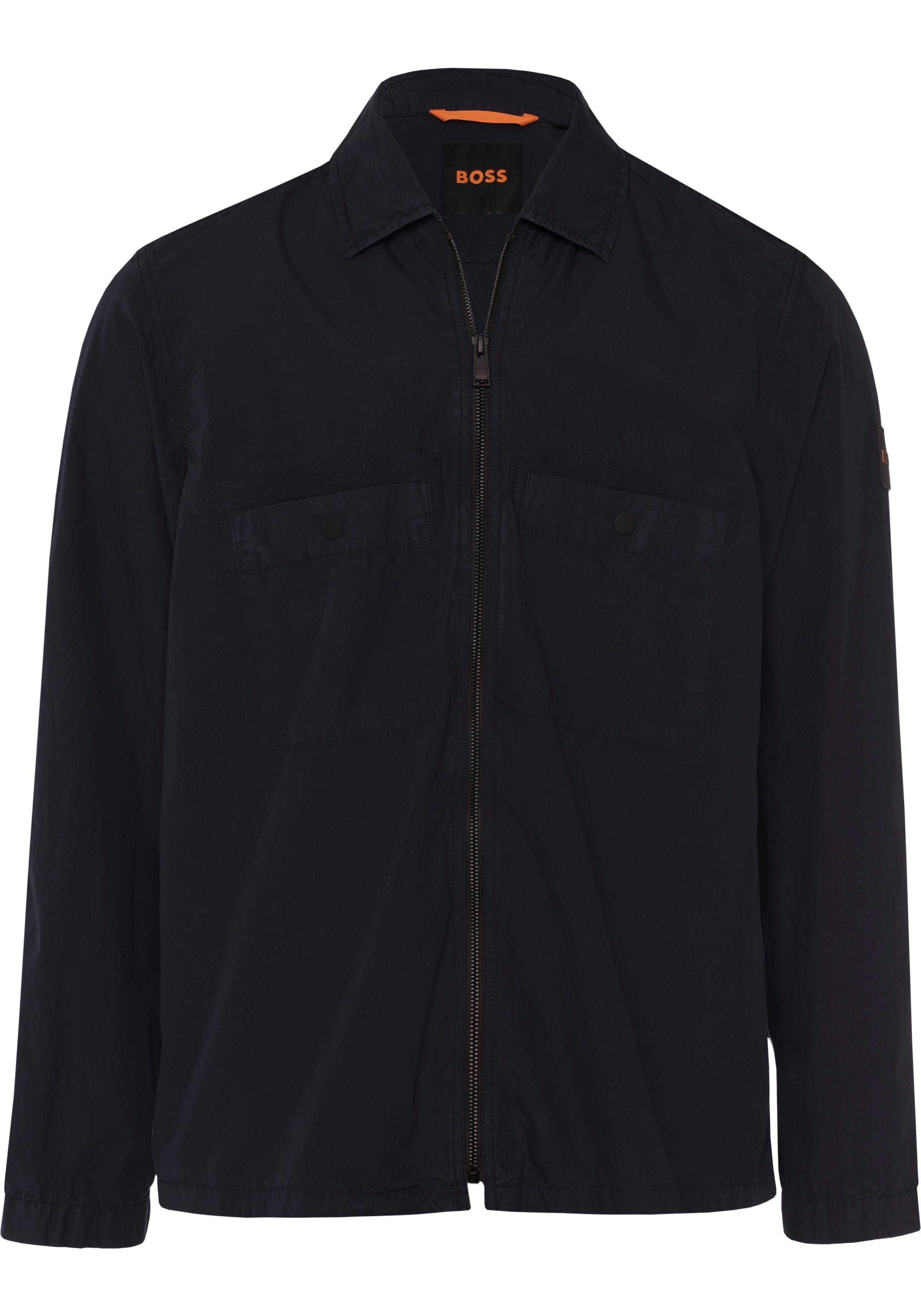 BOSS ORANGE Langarmshirt mit Label-Kontraststreifen innen am Ausschnitt dark blue