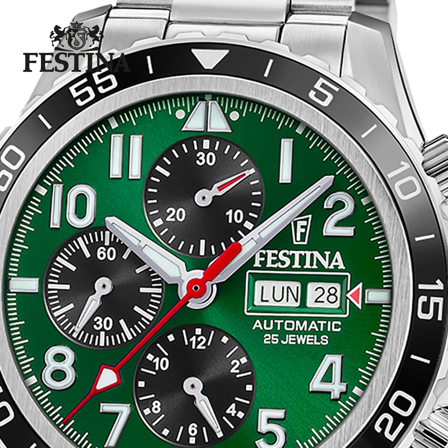 Festina Multifunktionsuhr Festina Herrenuhr Swiss Made Armbanduhr, (Multifunktionsuhr), Herren Armbanduhr rund, Edelstahlarmband silber, Elegant