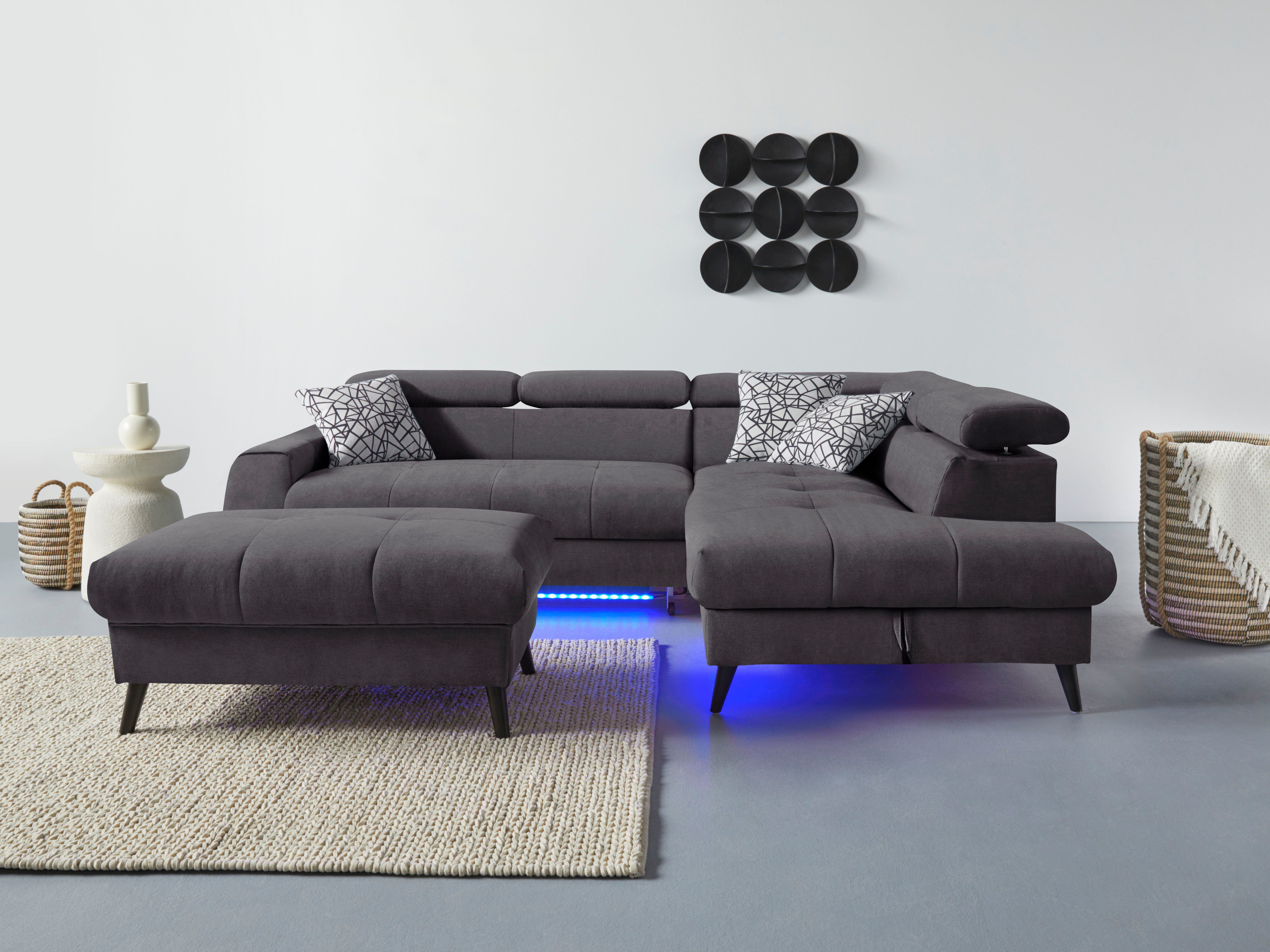 COTTA Ecksofa "Mia L-Form mit 3 Zierkissen", wahlweise mit Bettfunktion, Be günstig online kaufen