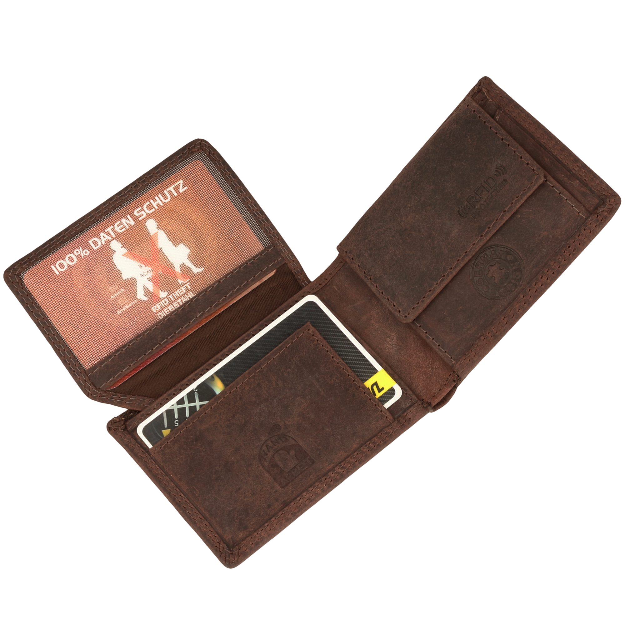 Wild Things Only !!! Mini Geldbörse Kleines Portemonnaie Geldbeutel Damen Herren (Mini Geldbeutel, braun, Mini Brieftasche aus echtem Leder), mit RFID Schutz