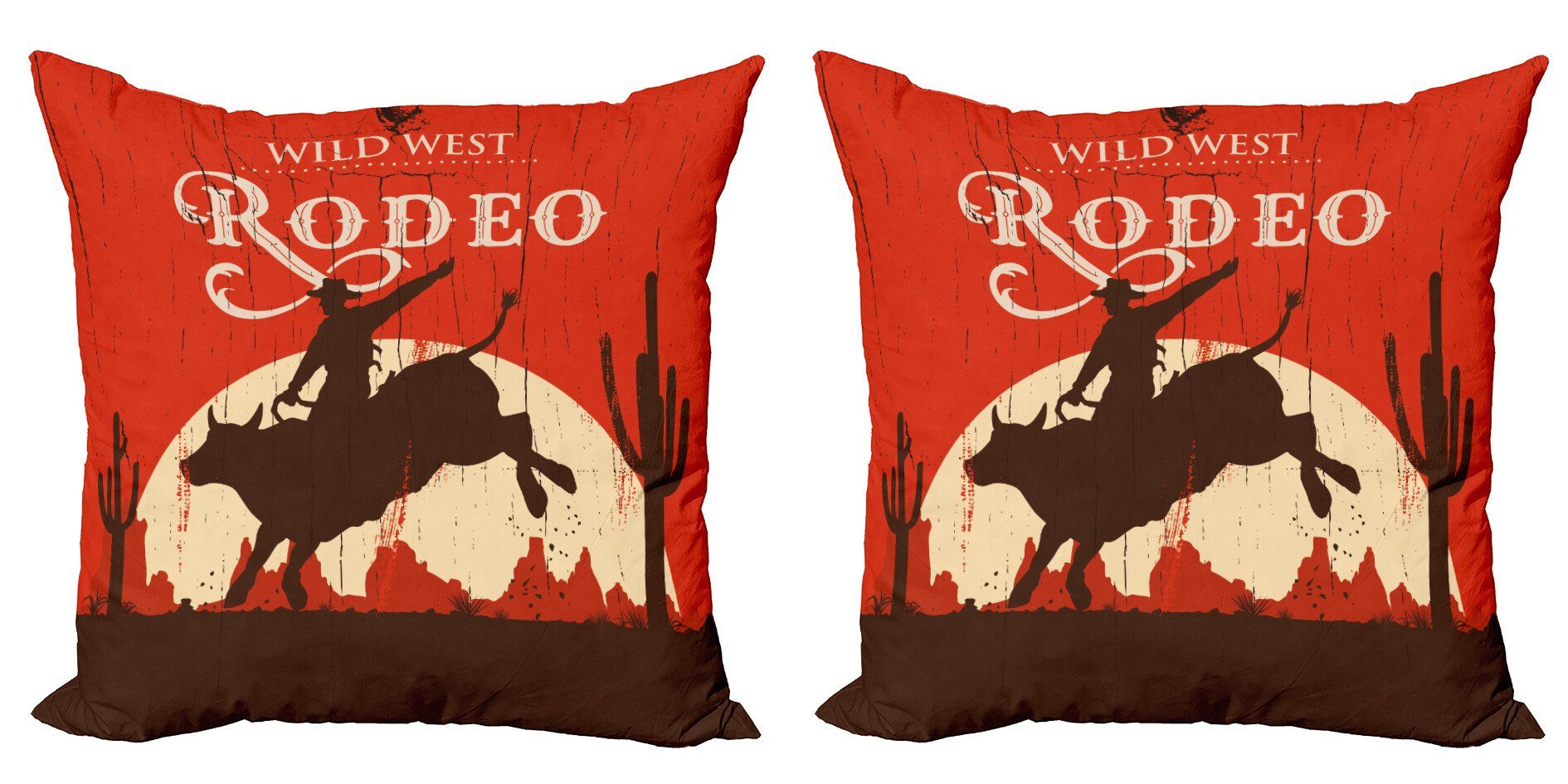 Kissenbezüge Modern Accent Jahrgang Rodeo-Cowboy Bull Abakuhaus (2 Doppelseitiger reitet Stück), Digitaldruck