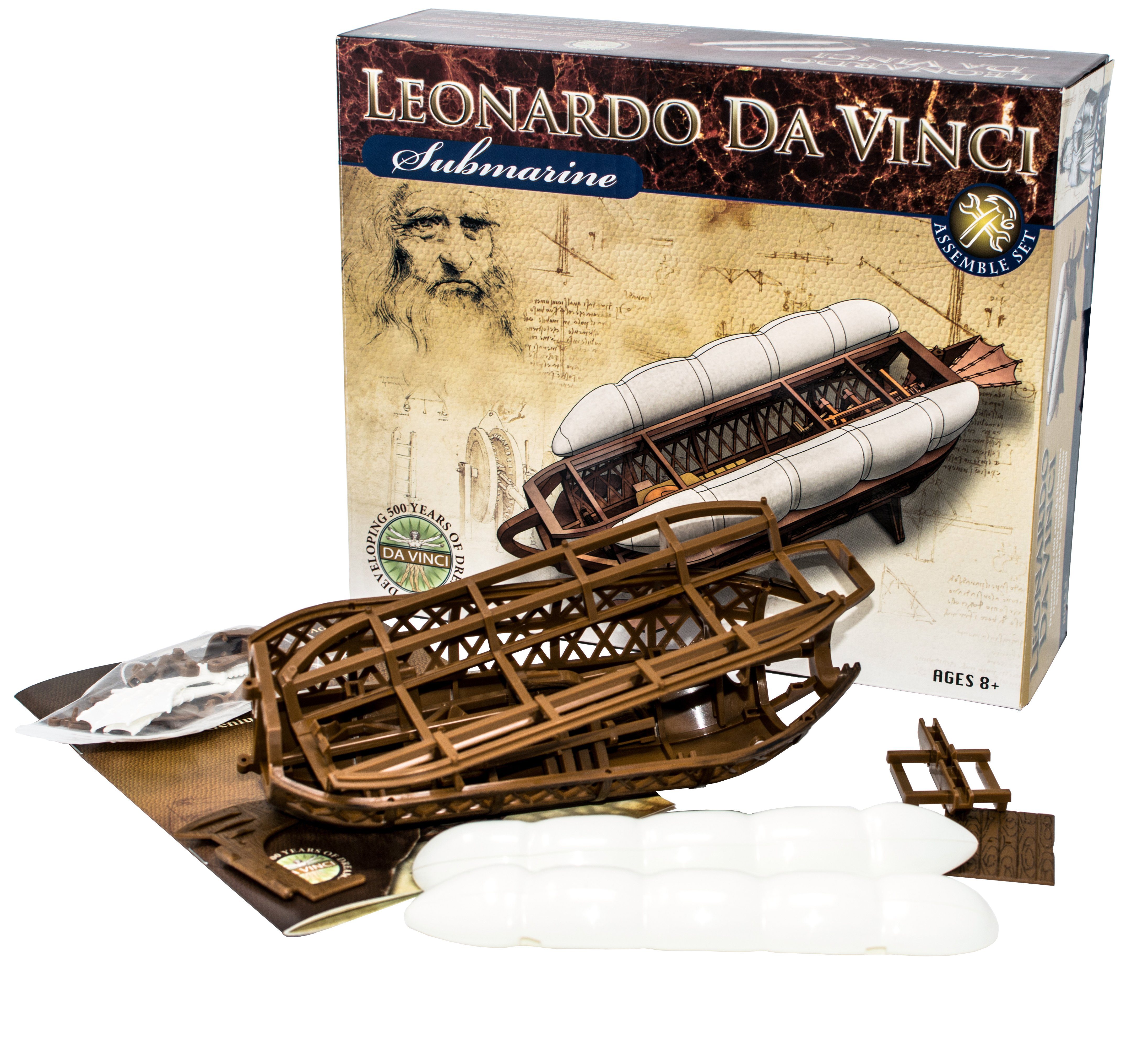 Edu-Toys Modellbausatz Leonardo da Vinci, Maßstab verschiedene, (Bausatz zum Stecken, Kleben und Bemalen, verschiedene Selbstbausätze nach original Vorlage), vorgefertigte Kunststoffteile mit Holzstruktur