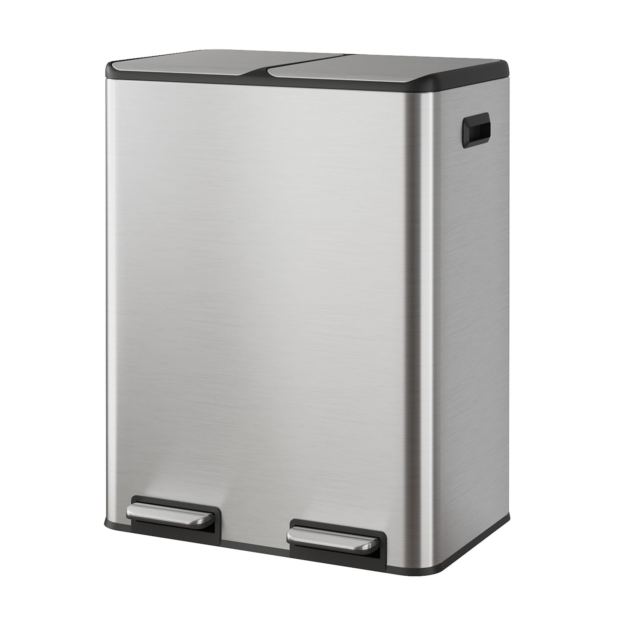 WLIVE Mülleimer Küche 30/60L (2x15/30L), Doppel-Mülleimer mit 2 Fächern, Edelstahl, für Küche & Haushalt