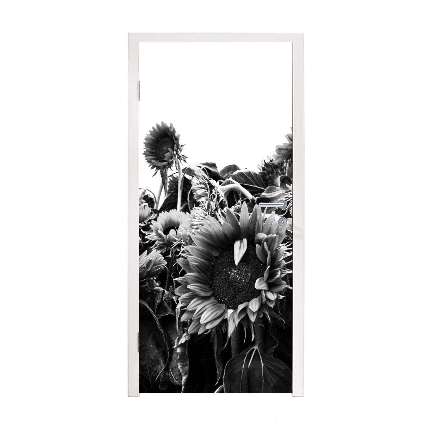 MuchoWow Türtapete cm weiß, Sonnenblumen Türaufkleber, Holland für St), und (1 Matt, Tür, schwarz in 75x205 bedruckt, Fototapete