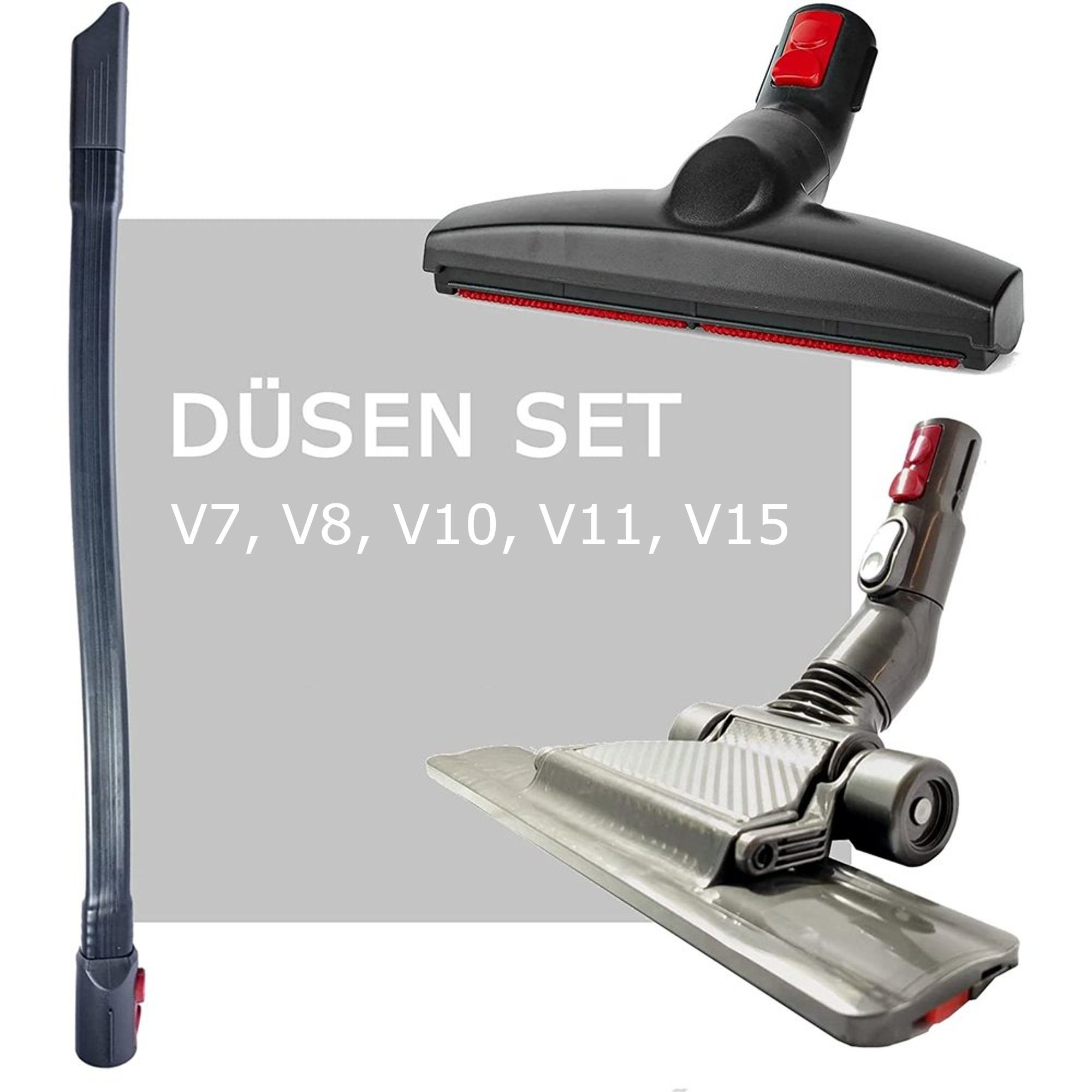 Maxorado Staubsaugerdüsen-Set Düse Set Bodendüse für Dyson V7 V8 V10 V11 V15 Zubehör für Original, Zubehör für Dyson V 7 8 10 11 15 Absolute Animal Activ, (3-tlg), Energiesparend ohne Stromverbrauch