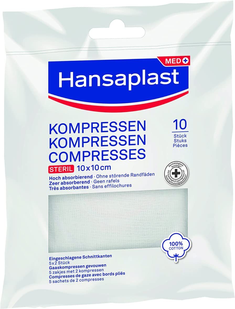 Wundpflaster Hansaplast Sterile Kompressen 10 cm x 10 cm, 5 x 2 Stück