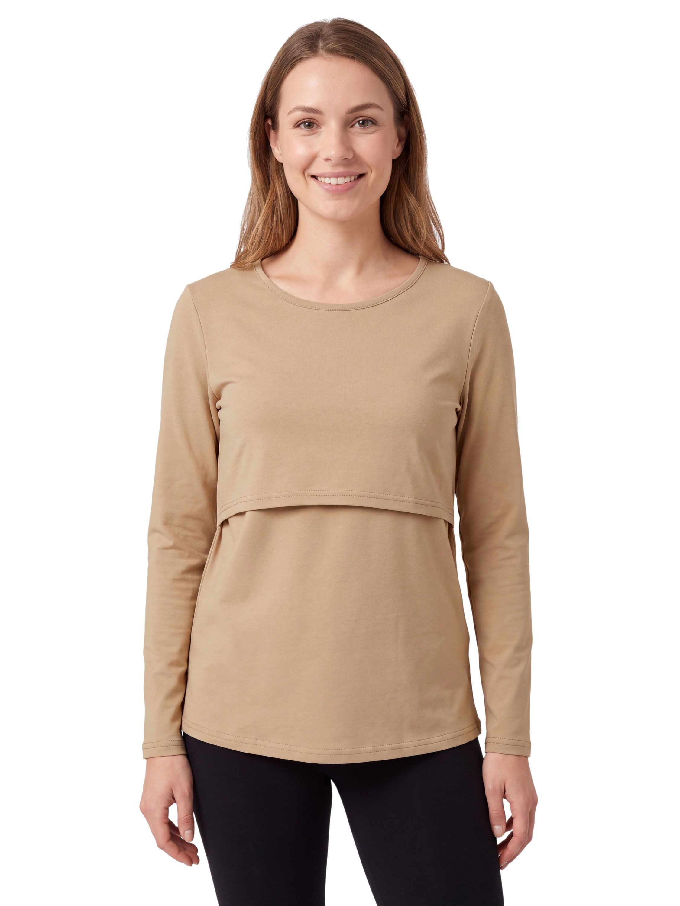 Alkato Stillshirt Alkato Damen Langarm Stillshirt mit Rundhals aus Baumwolle