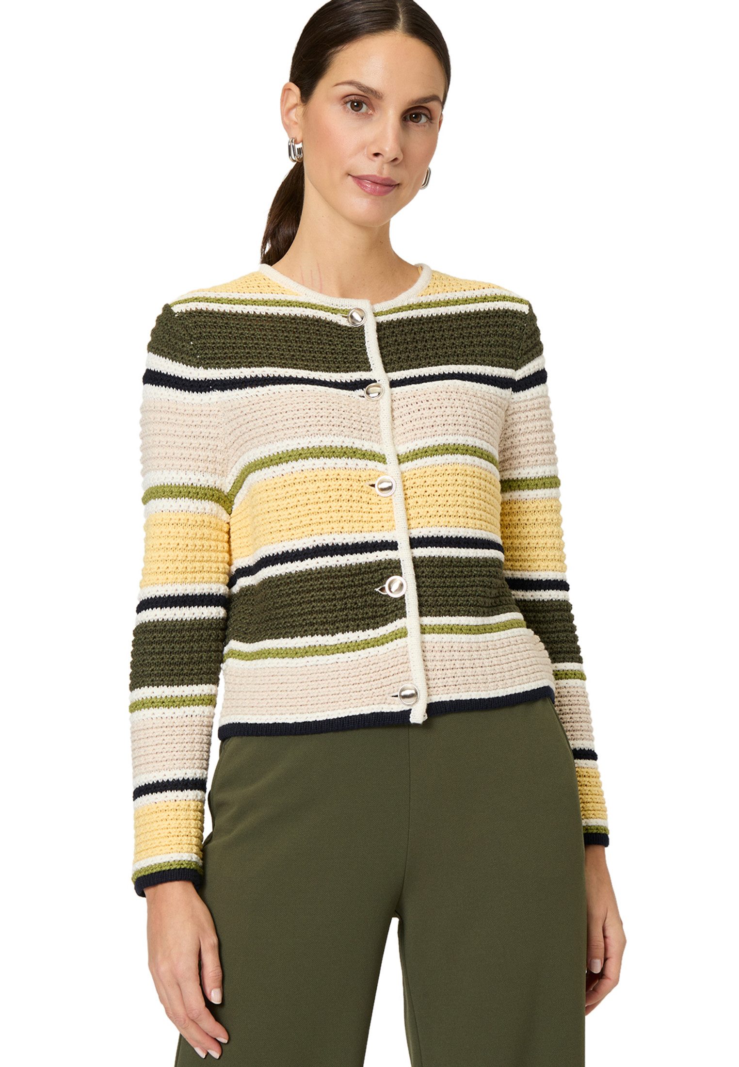 Strickjacke zero Strickjacke gestreift mit Knopfleiste