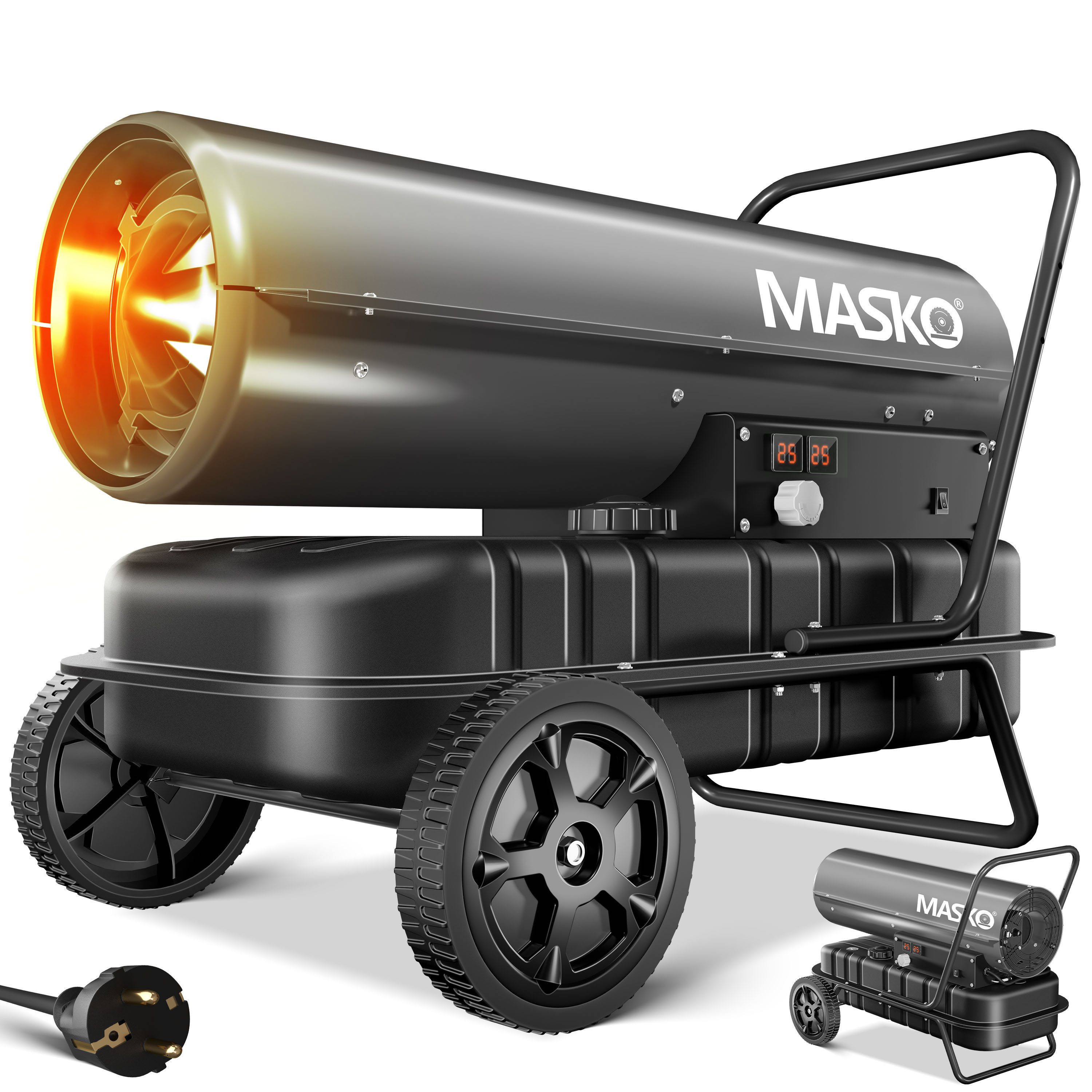 MASKO Heizgerät, 30000 W, Heizkanone 30kW Diesel Bautrockner Bauheizer Heißluftgenerator