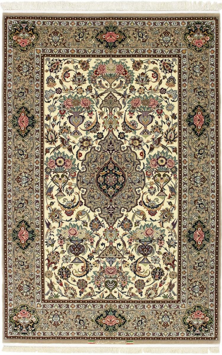 Orientteppich Isfahan Signiert Seidenkette 132x200 Handgeknüpfter Orientteppich, Nain Trading, rechteckig, Höhe: 6 mm