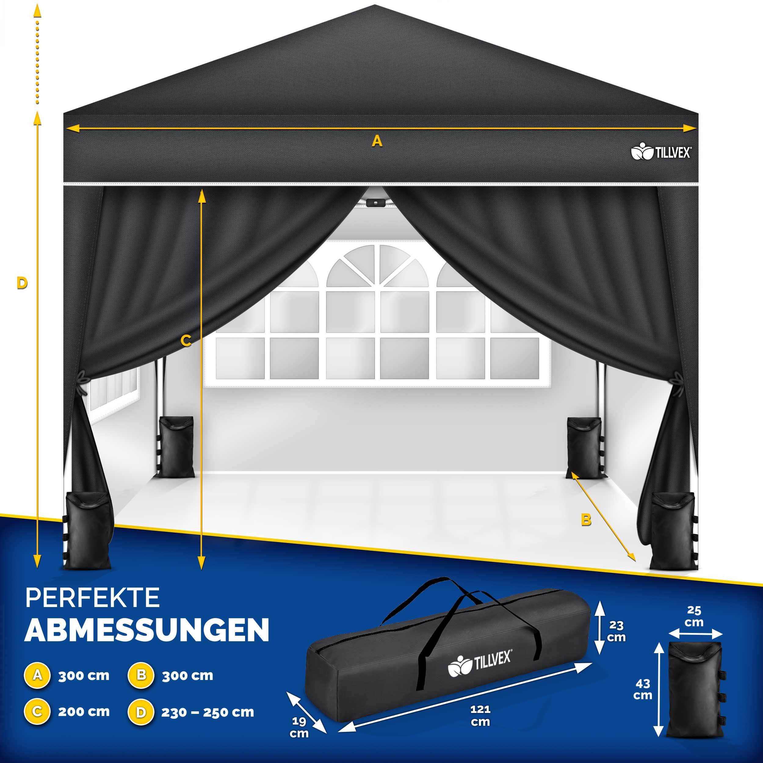 tillvex Faltpavillon tillvex® Pavillon 3x3m Wasserdicht günstig online kaufen