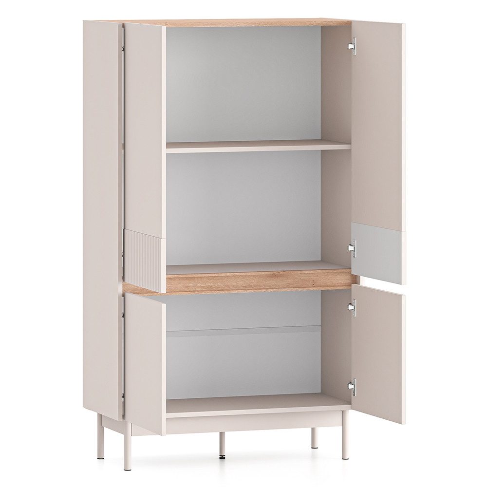 Lomadox Highboard DINAR-131, kaschmir matt Eiche Dekor 92 cm breit Metallfü günstig online kaufen