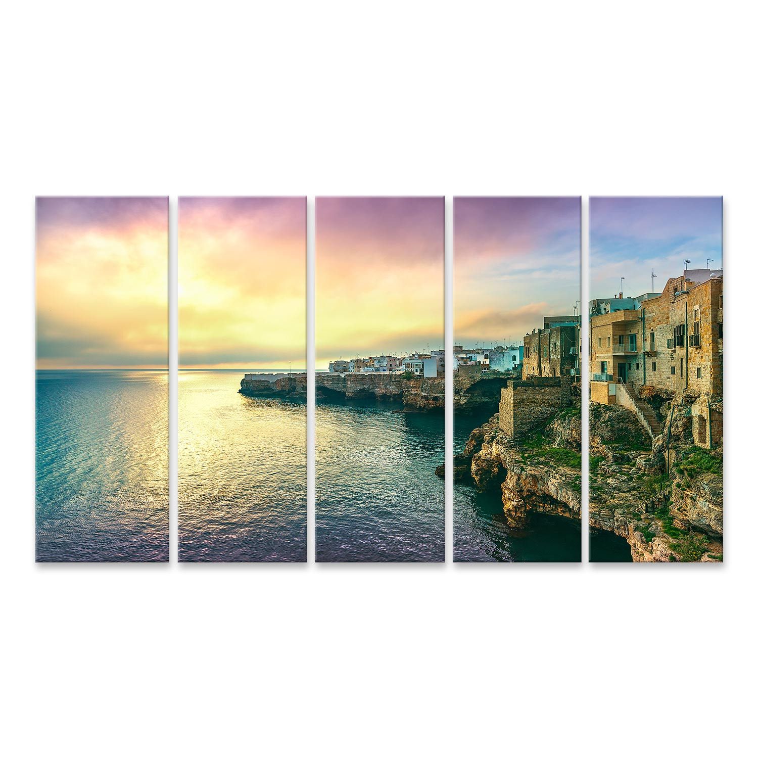 islandburner Leinwandbild Polignano Mare Dorf Sonnenaufgang Bari Apulien Italien Felse Bilder