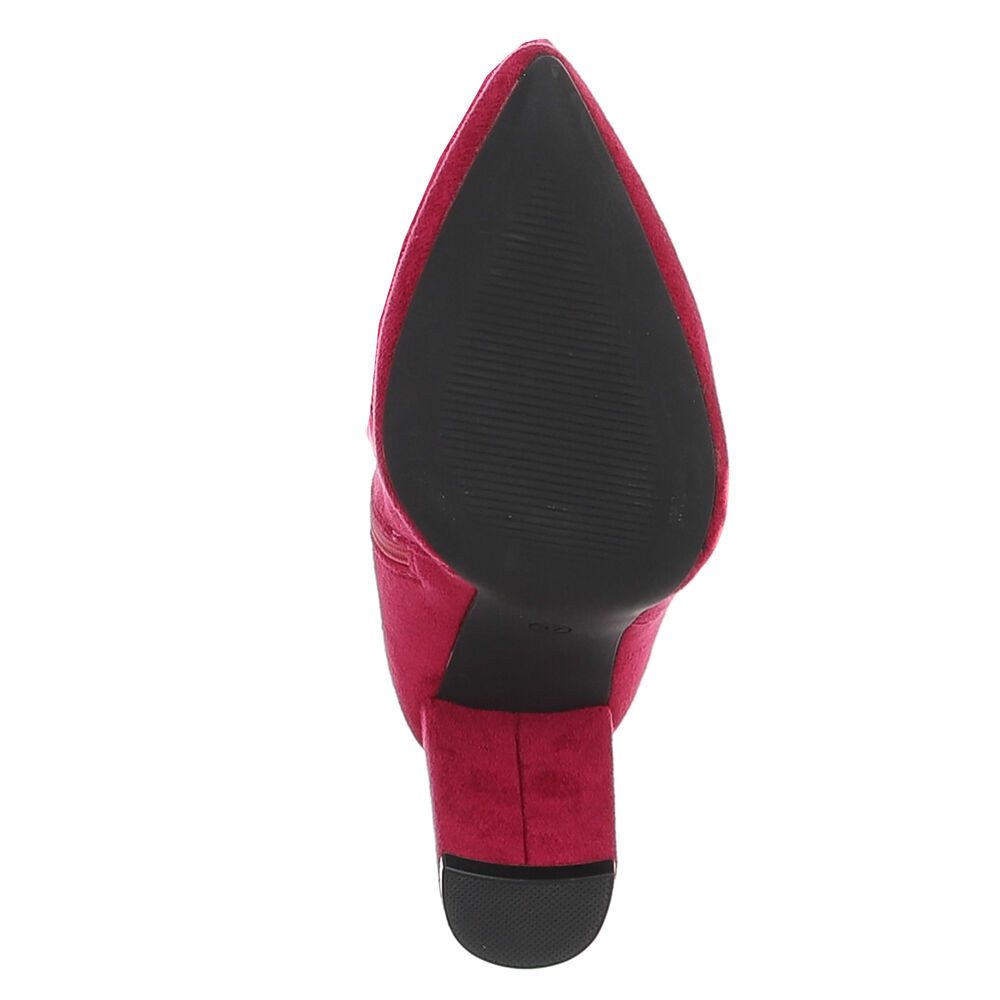 Ital-Design Damen Kniehochstiefel mit Blockabsatz und Spitze High-Heel-Stiefel (92079014) Blockabsatz Stiefel in Pink