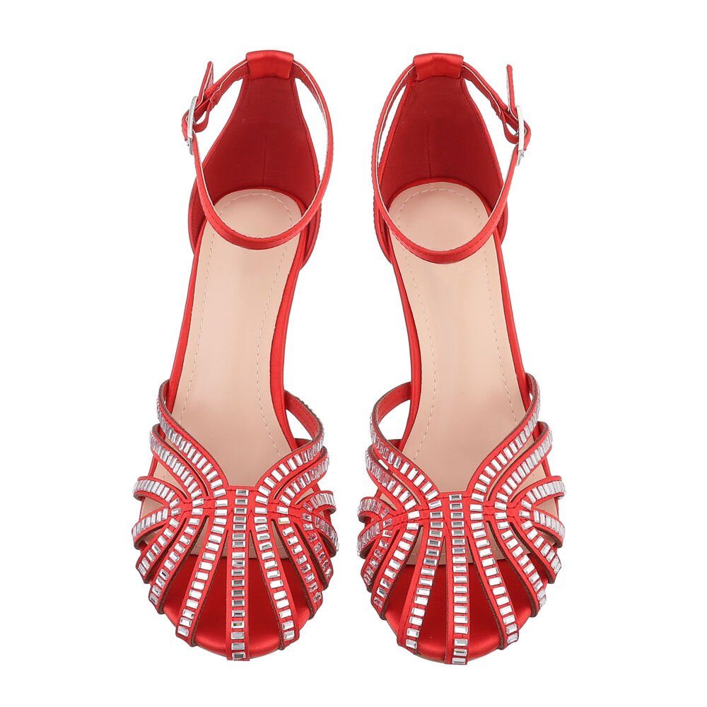 Ital-Design Damen Abendschuhe Party & Clubwear Schnürpumps Pfennig-/Stilettoabsatz Sandalen & Sandaletten in Rot