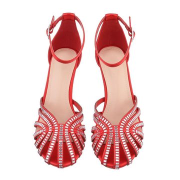 Ital-Design Damen Abendschuhe Party & Clubwear Schnürpumps Pfennig-/Stilettoabsatz Sandalen & Sandaletten in Rot